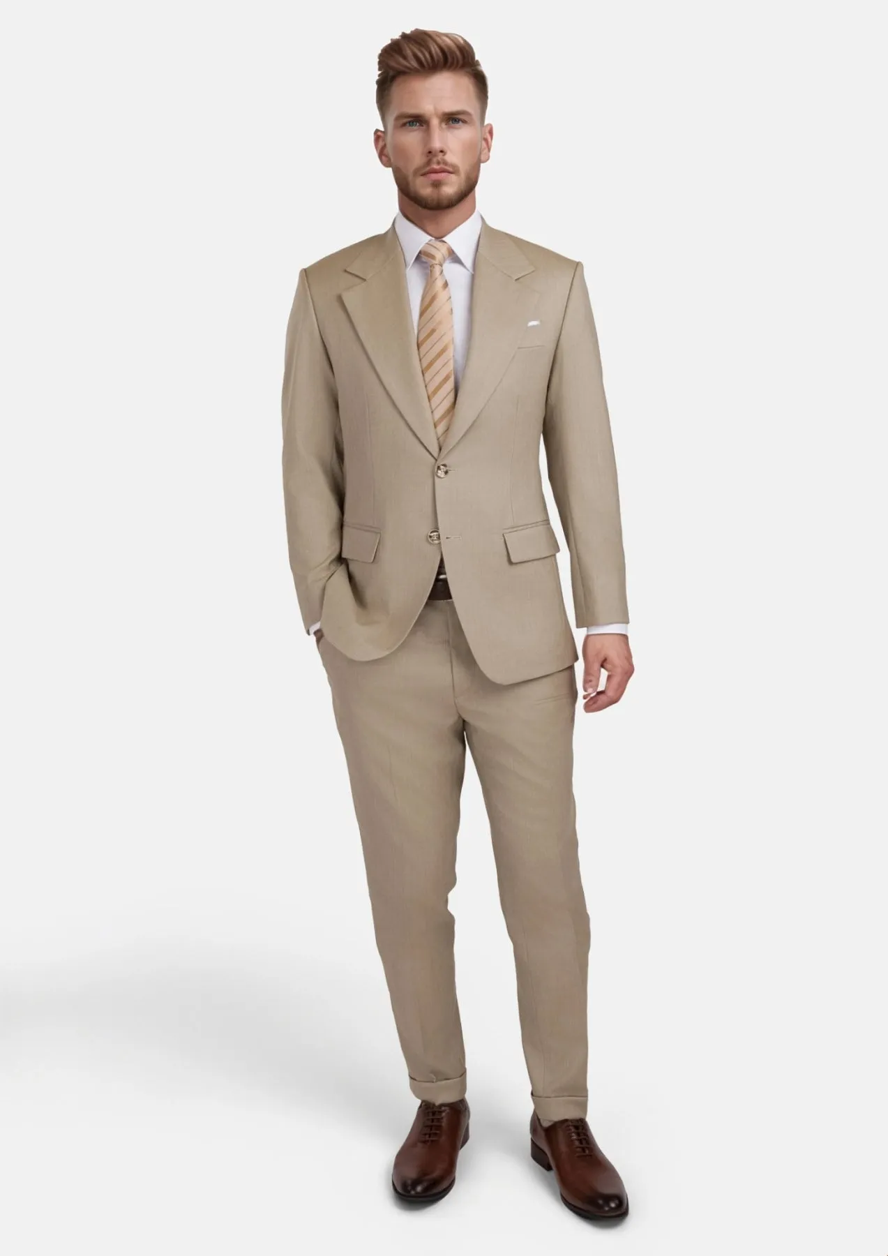 Sand Herringbone Ellis Suit sold by Sartoro product image thumbnail 5