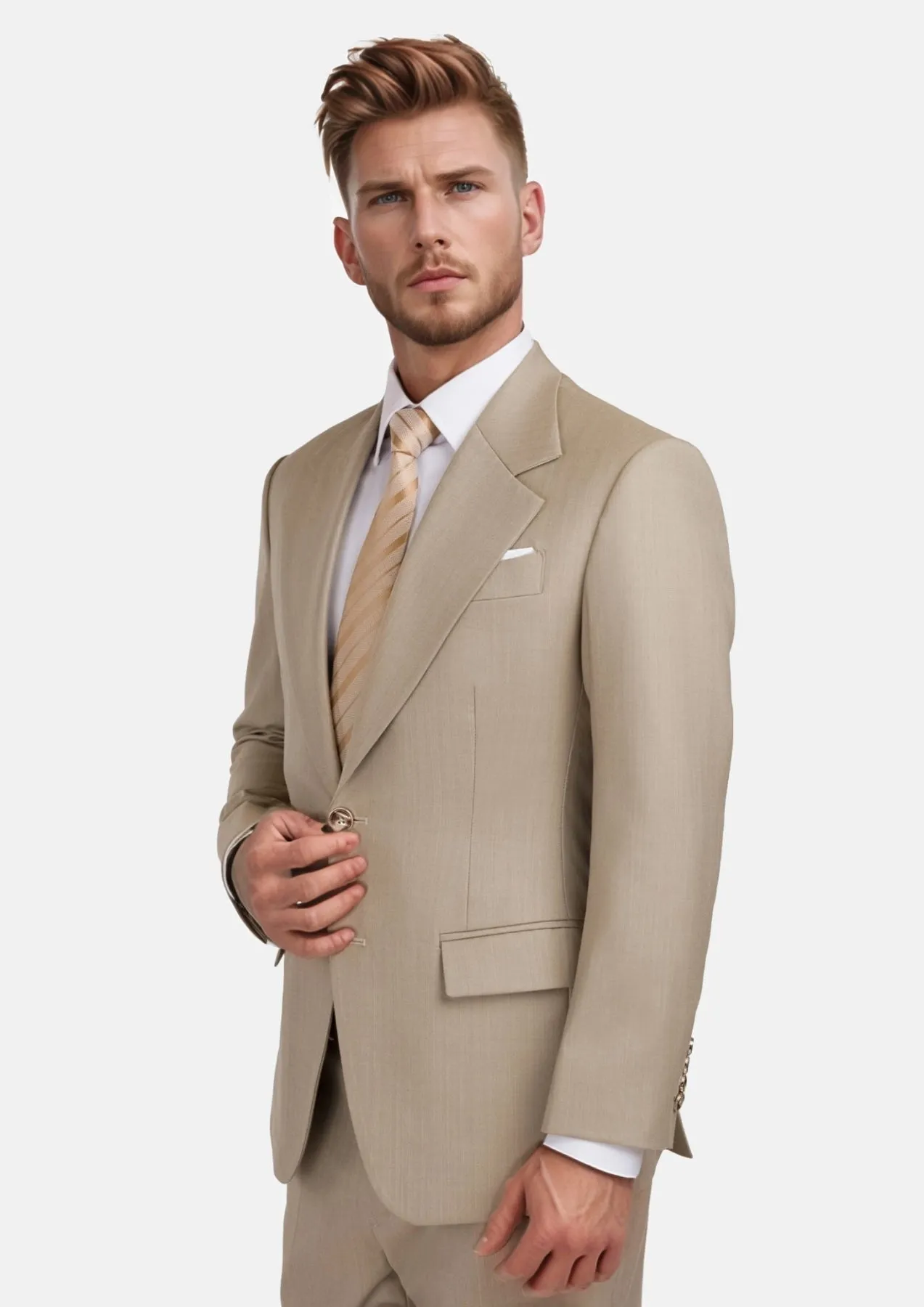 Sand Herringbone Ellis Suit sold by Sartoro product image thumbnail 3