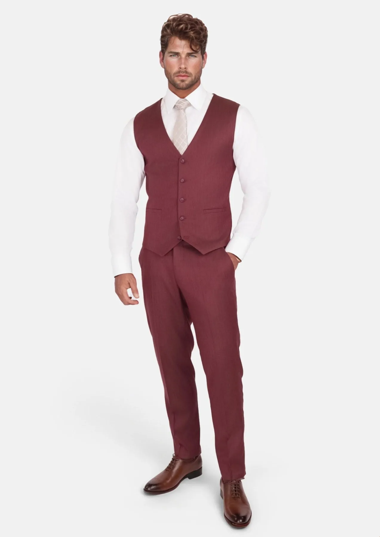 Burgundy Herringbone Vest sold by Sartoro product image thumbnail 3