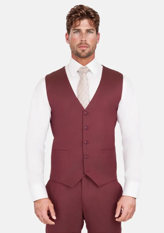 Burgundy Herringbone Vest sold by Sartoro