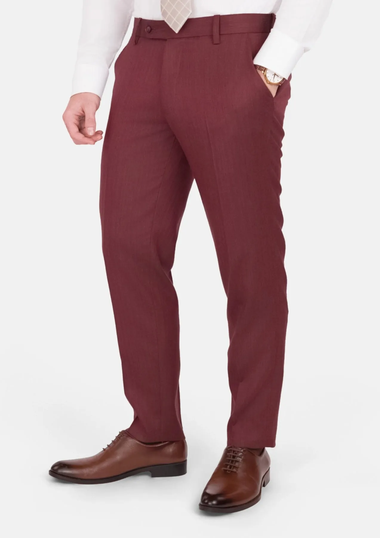 Burgundy Herringbone Pants sold by Sartoro product image thumbnail 3