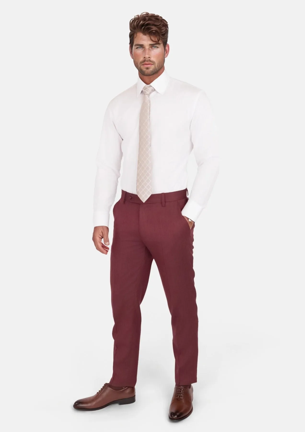 Burgundy Herringbone Pants sold by Sartoro product image thumbnail 4