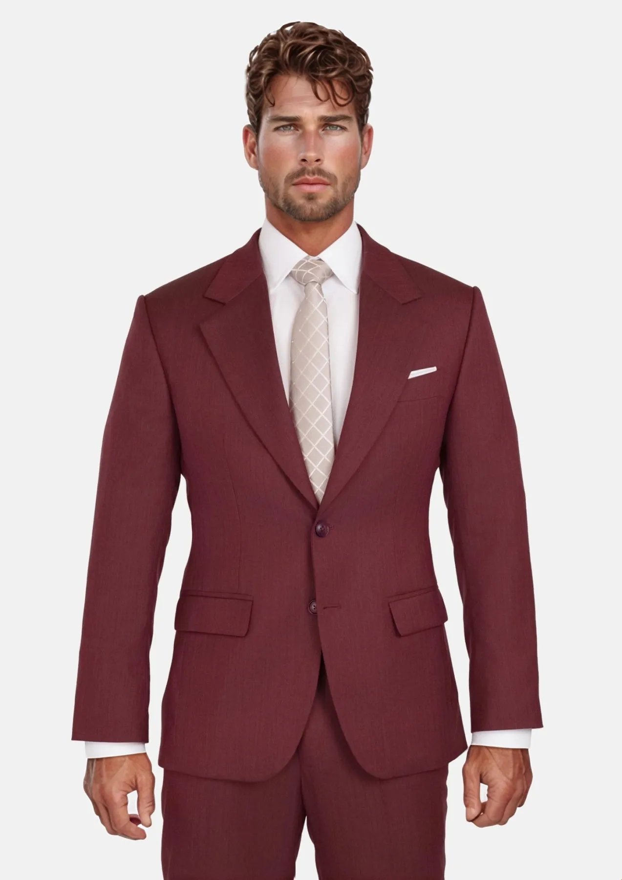 Burgundy Herringbone Ellis Suit sold by Sartoro