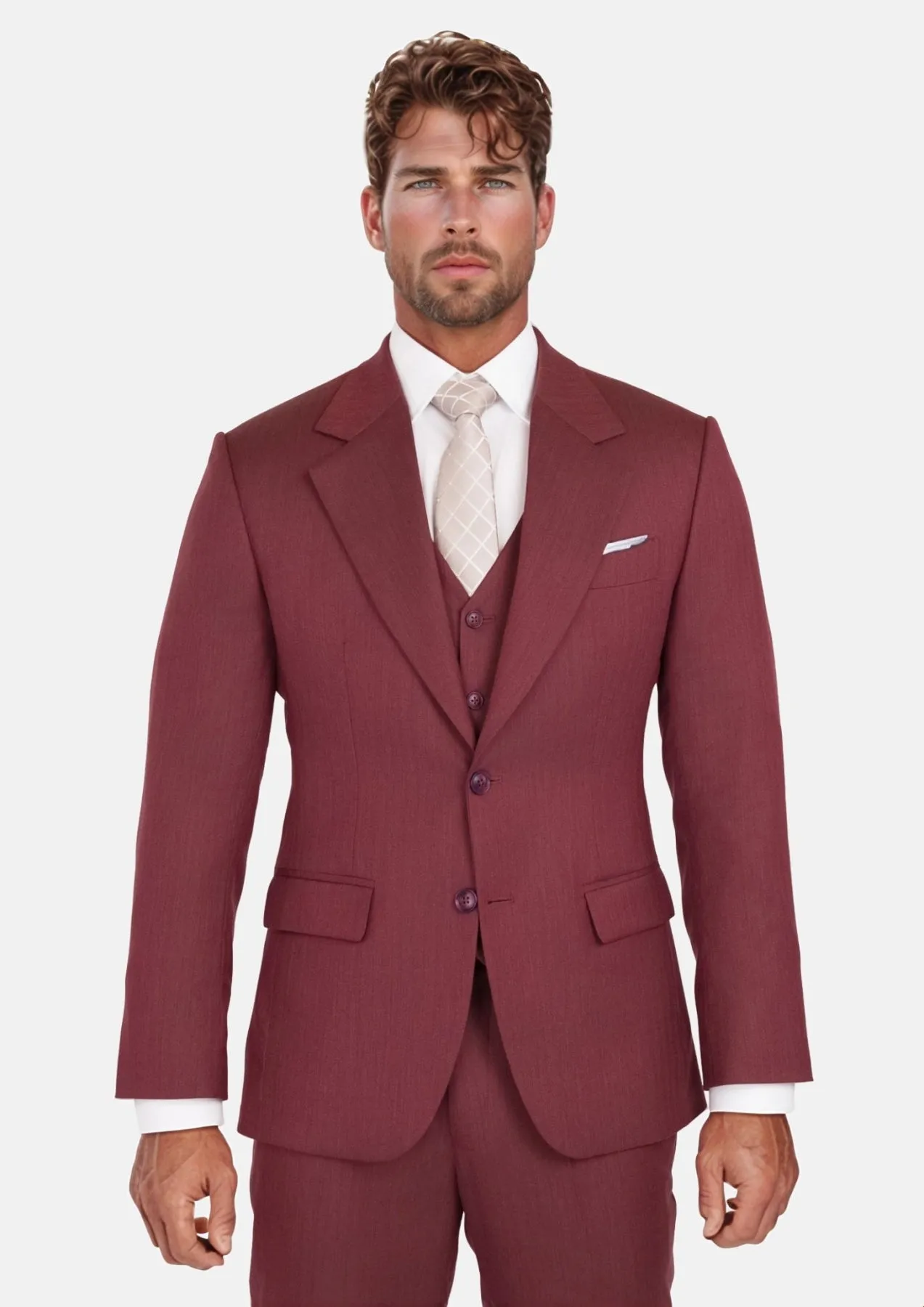 Burgundy Herringbone Ellis Suit sold by Sartoro product image thumbnail 5