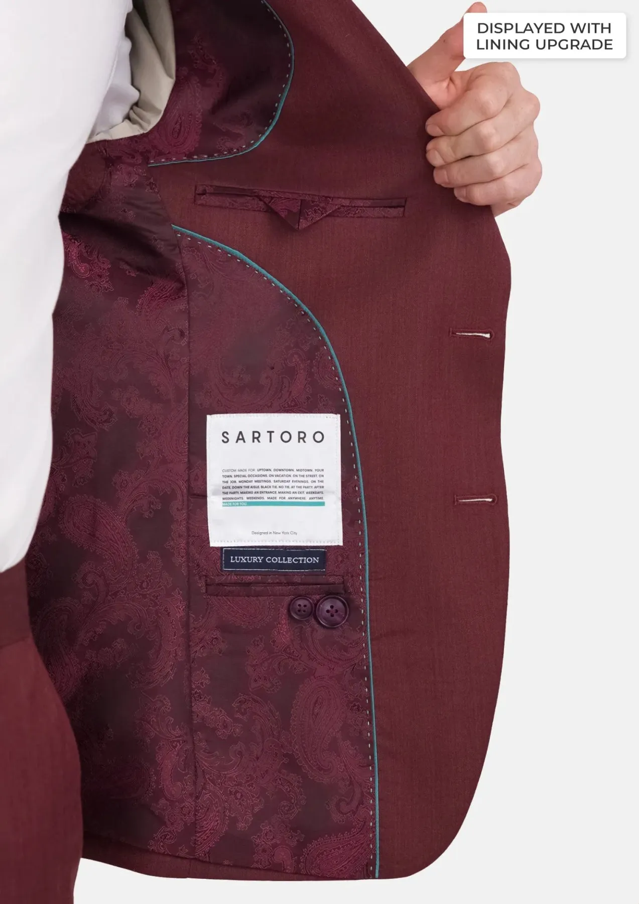 Burgundy Herringbone Ellis Suit sold by Sartoro product image thumbnail 4