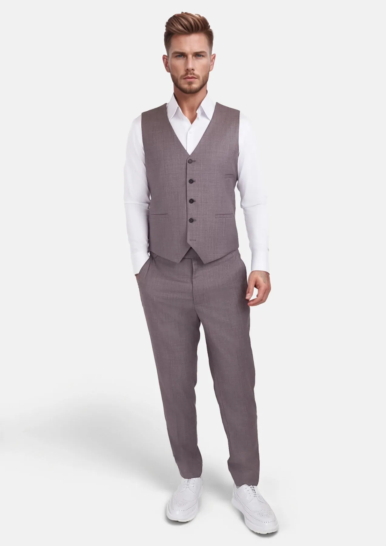 Wisteria Lilac Sharkskin Vest sold by Sartoro product image thumbnail 3