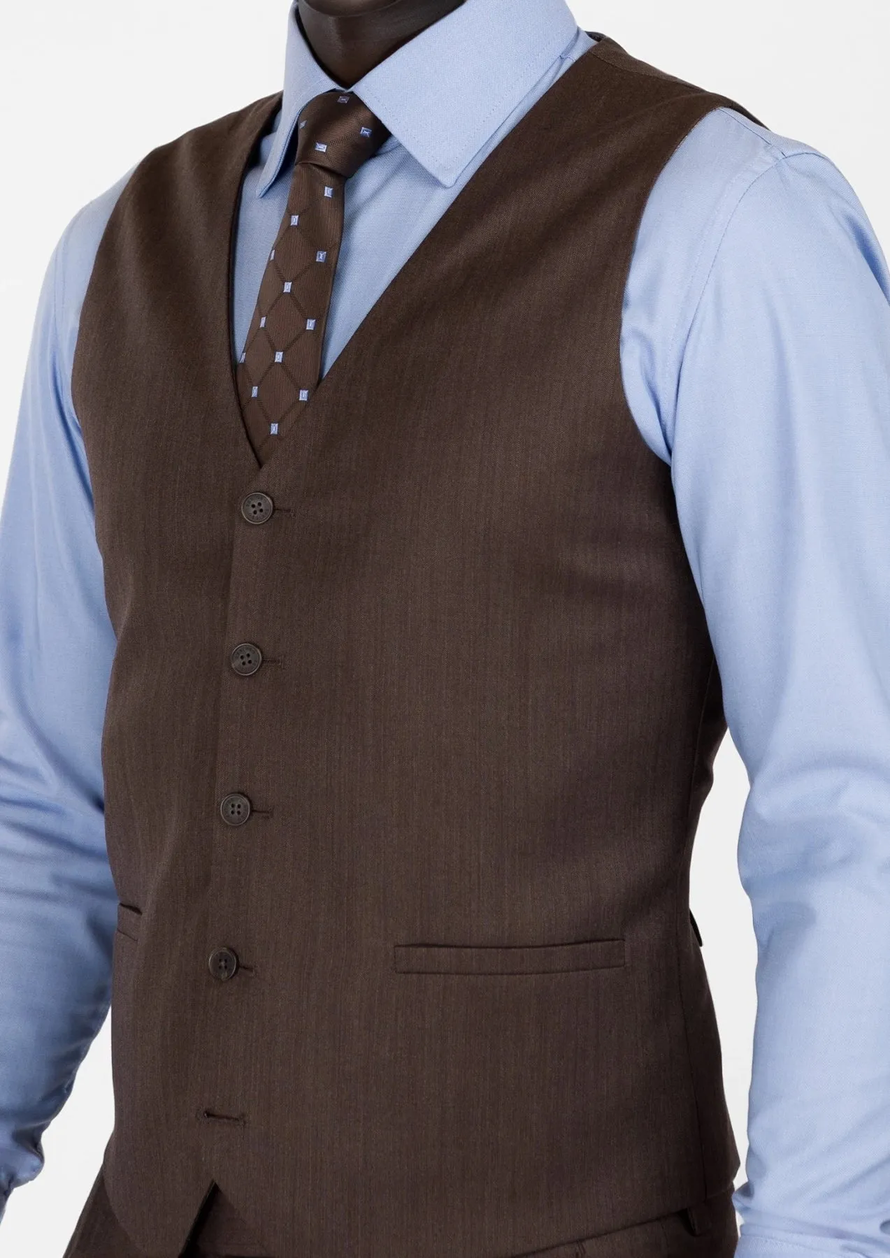 Hickory Brown Herringbone Vest sold by Sartoro product image thumbnail 2