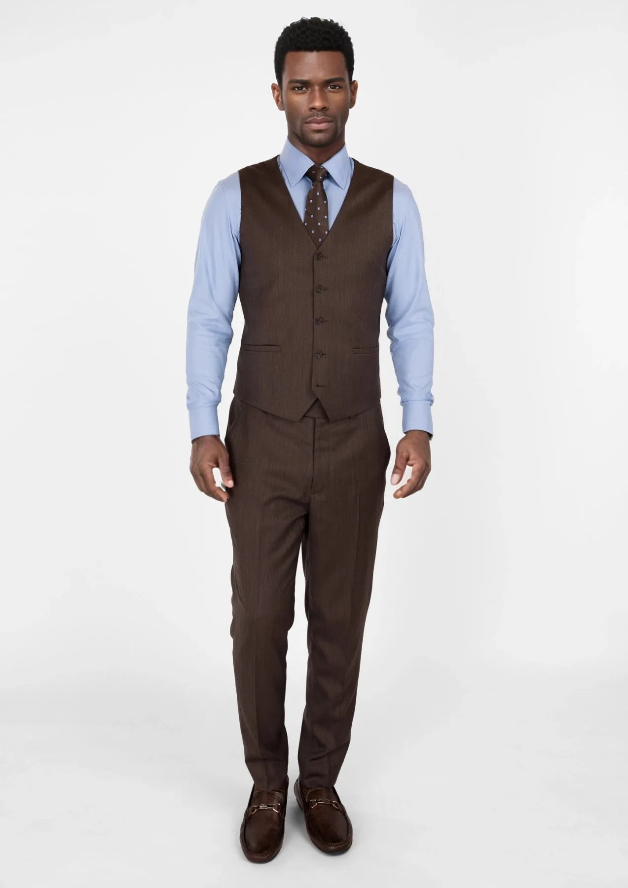 Hickory Brown Herringbone Vest sold by Sartoro product image thumbnail 4