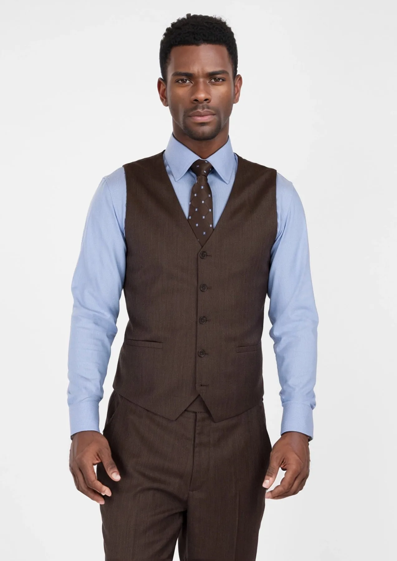 Hickory Brown Herringbone Vest sold by Sartoro