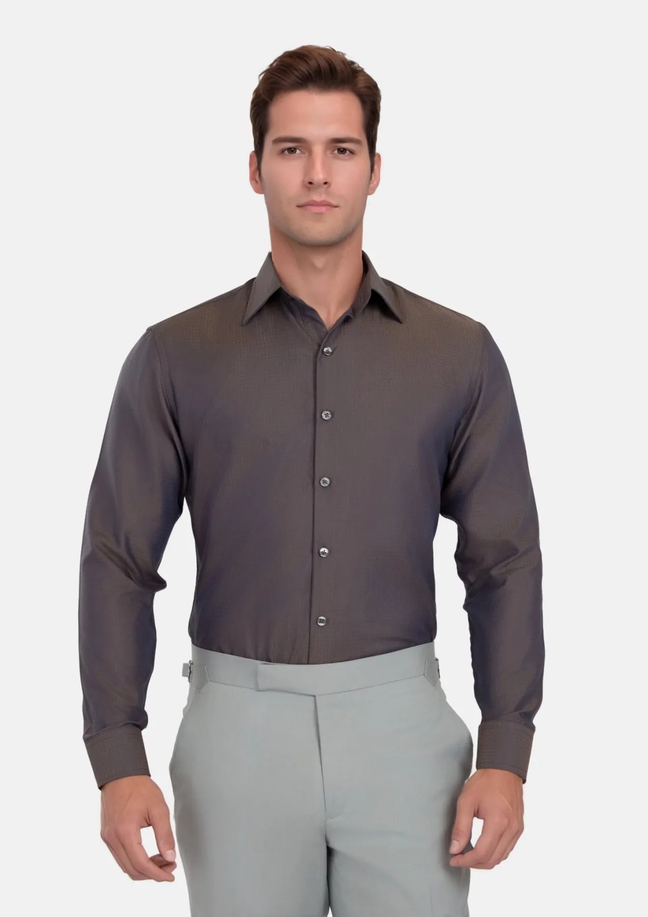 Espresso Dobby Dot Shirt sold by Sartoro product image thumbnail 2
