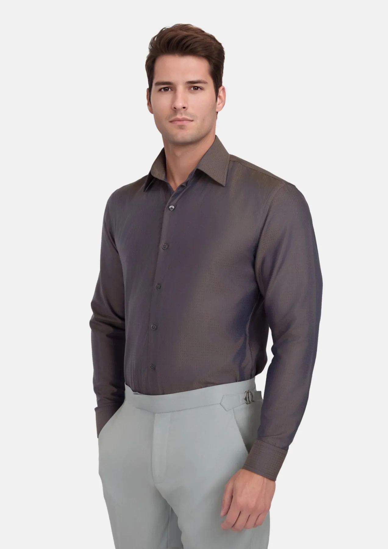 Espresso Dobby Dot Shirt sold by Sartoro product image thumbnail 3