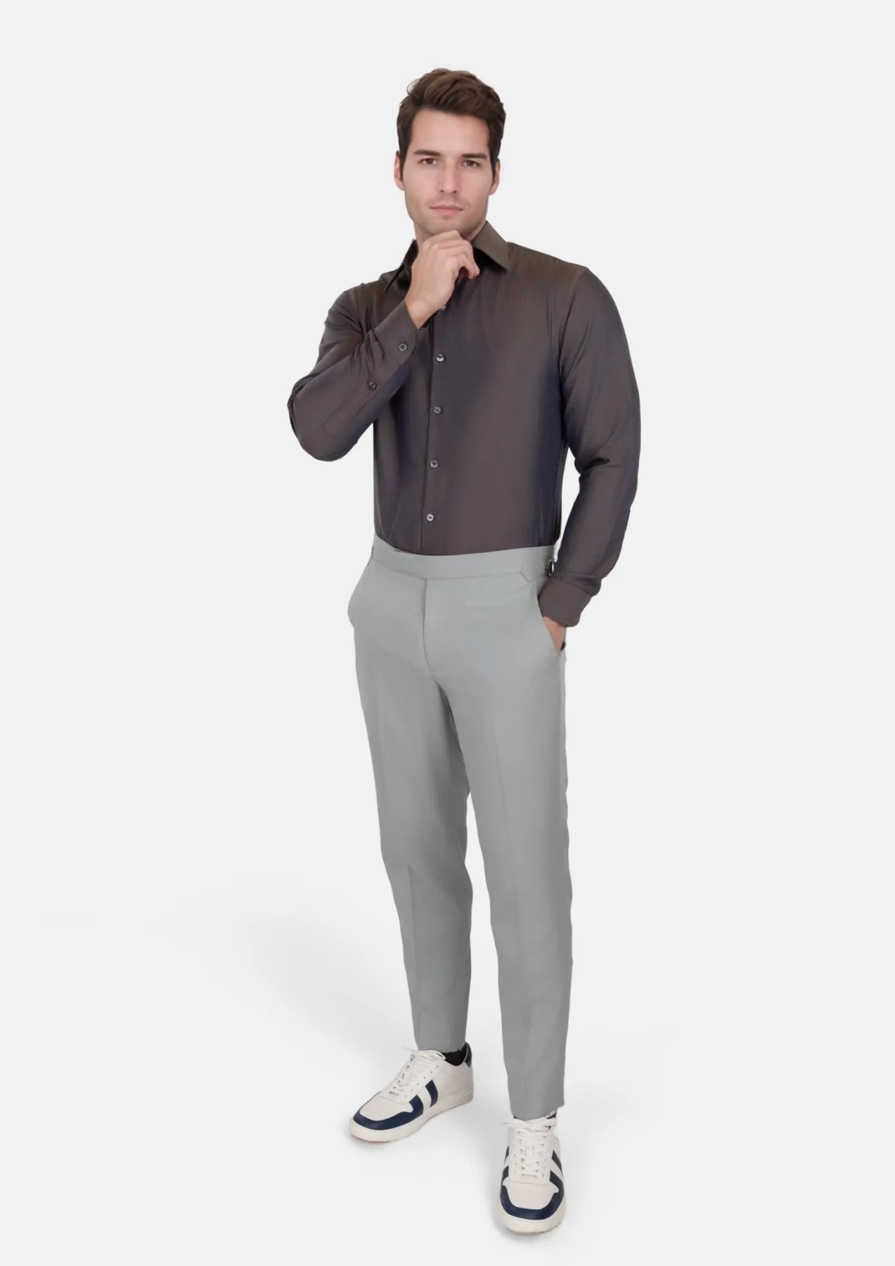 Espresso Dobby Dot Shirt sold by Sartoro product image thumbnail 4