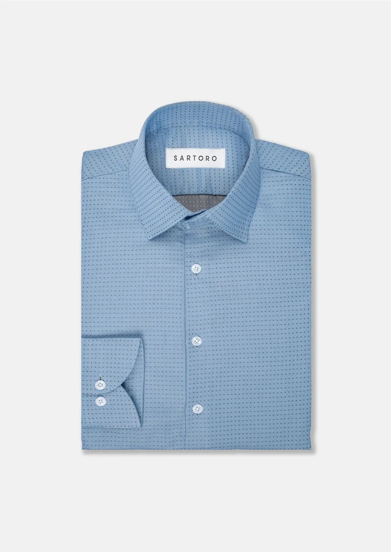 Weldon Blue Dobby Dot Shirt sold by Sartoro