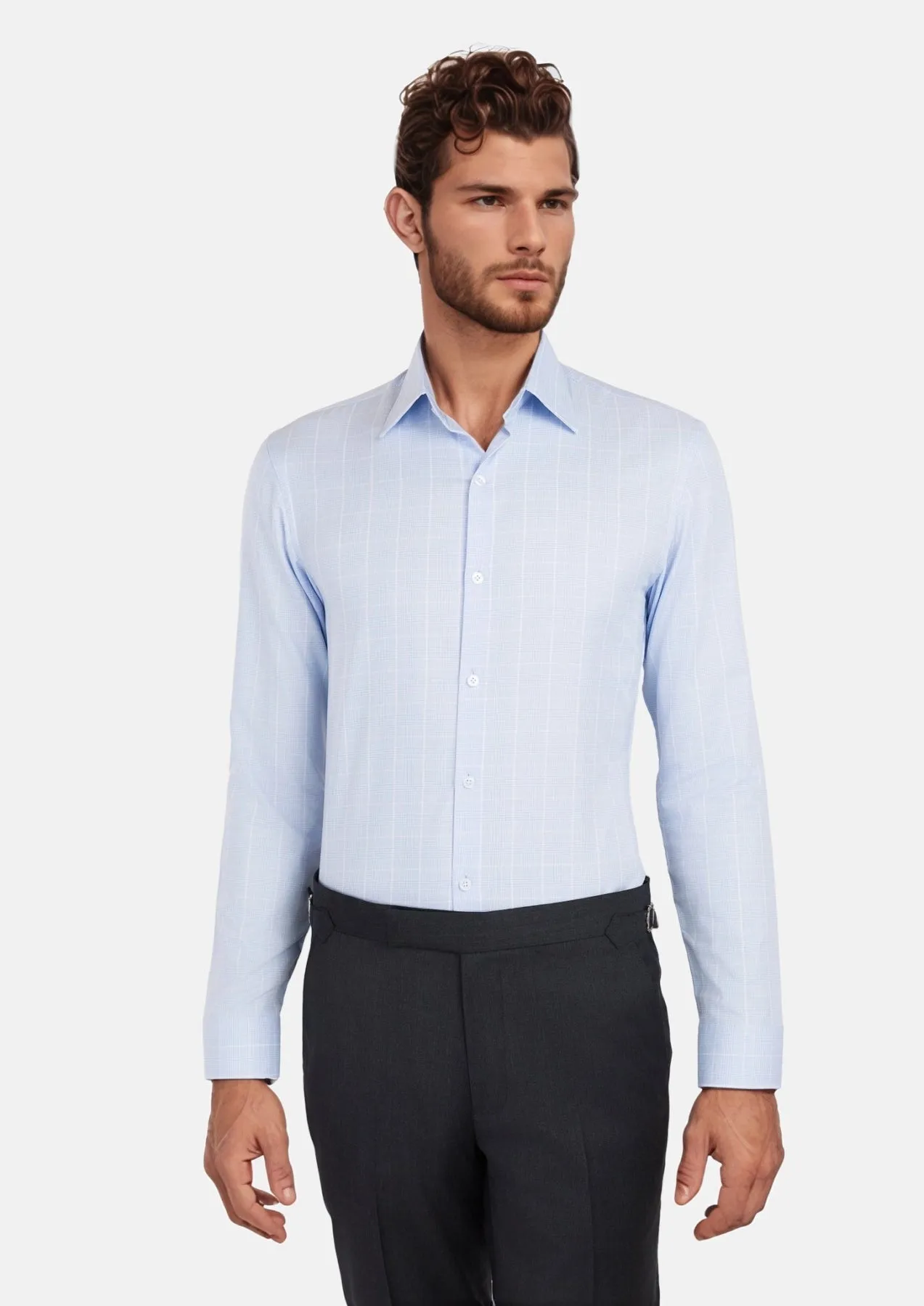 Ice Blue Glen Check Shirt sold by Sartoro product image thumbnail 2