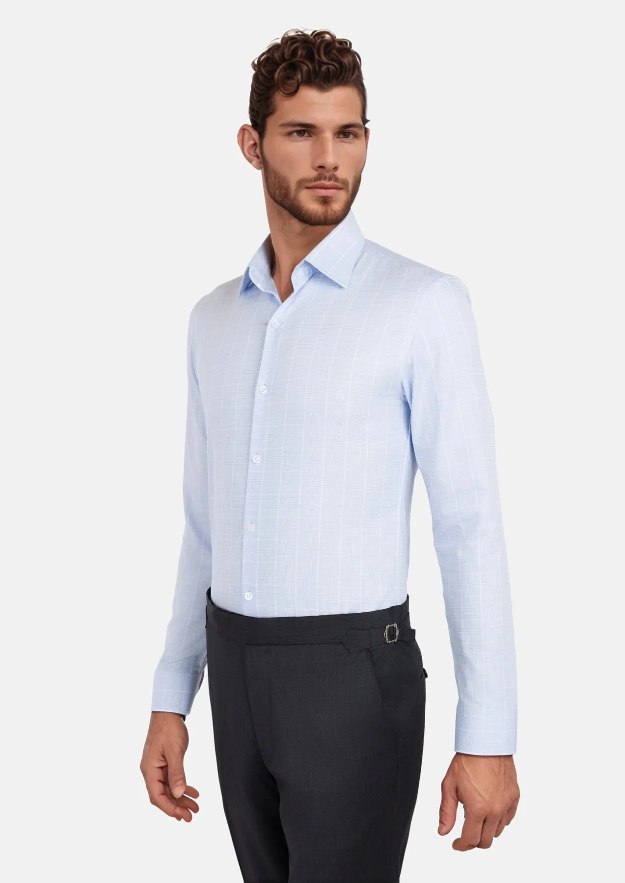 Ice Blue Glen Check Shirt sold by Sartoro product image thumbnail 3