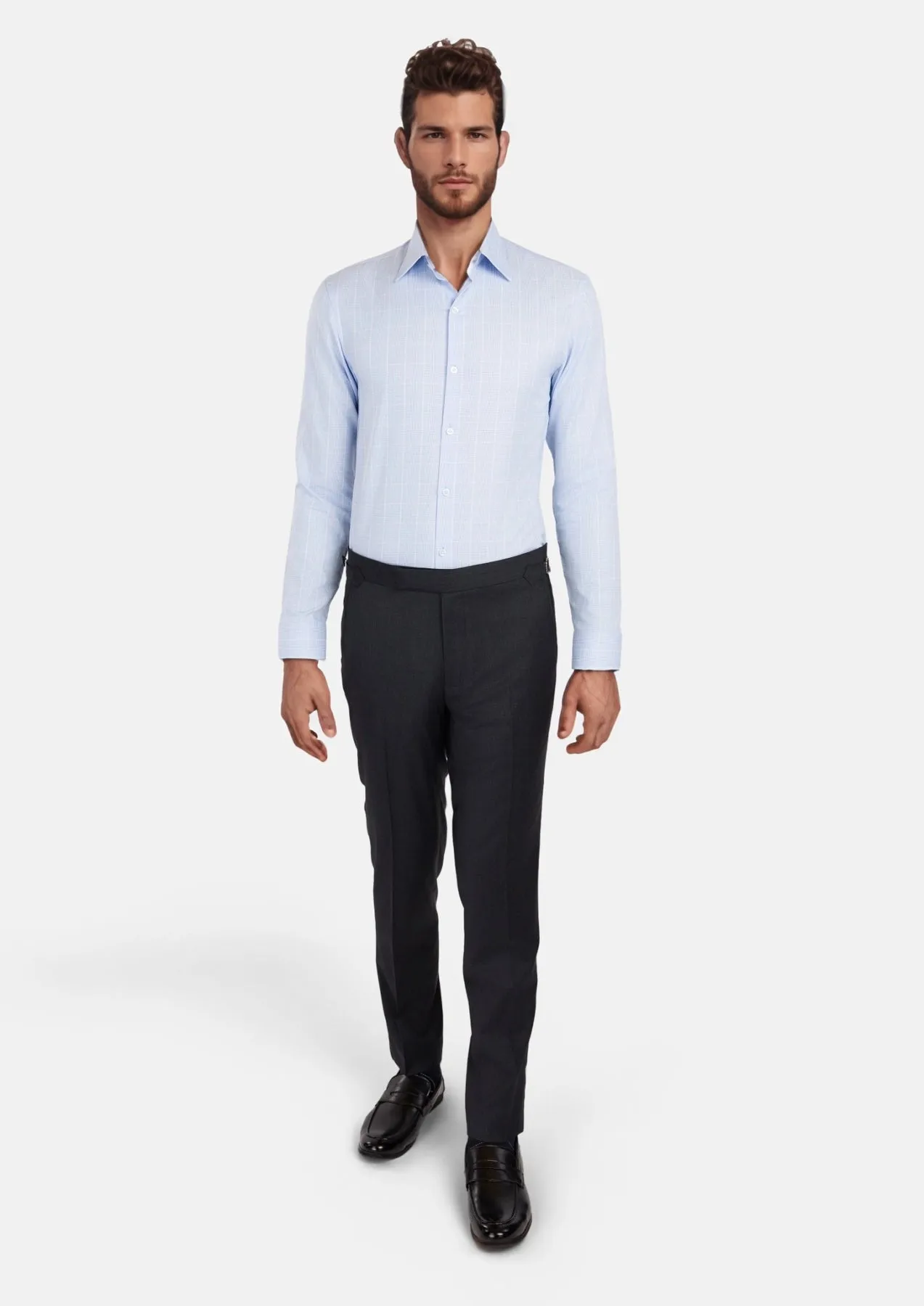 Ice Blue Glen Check Shirt sold by Sartoro product image thumbnail 4