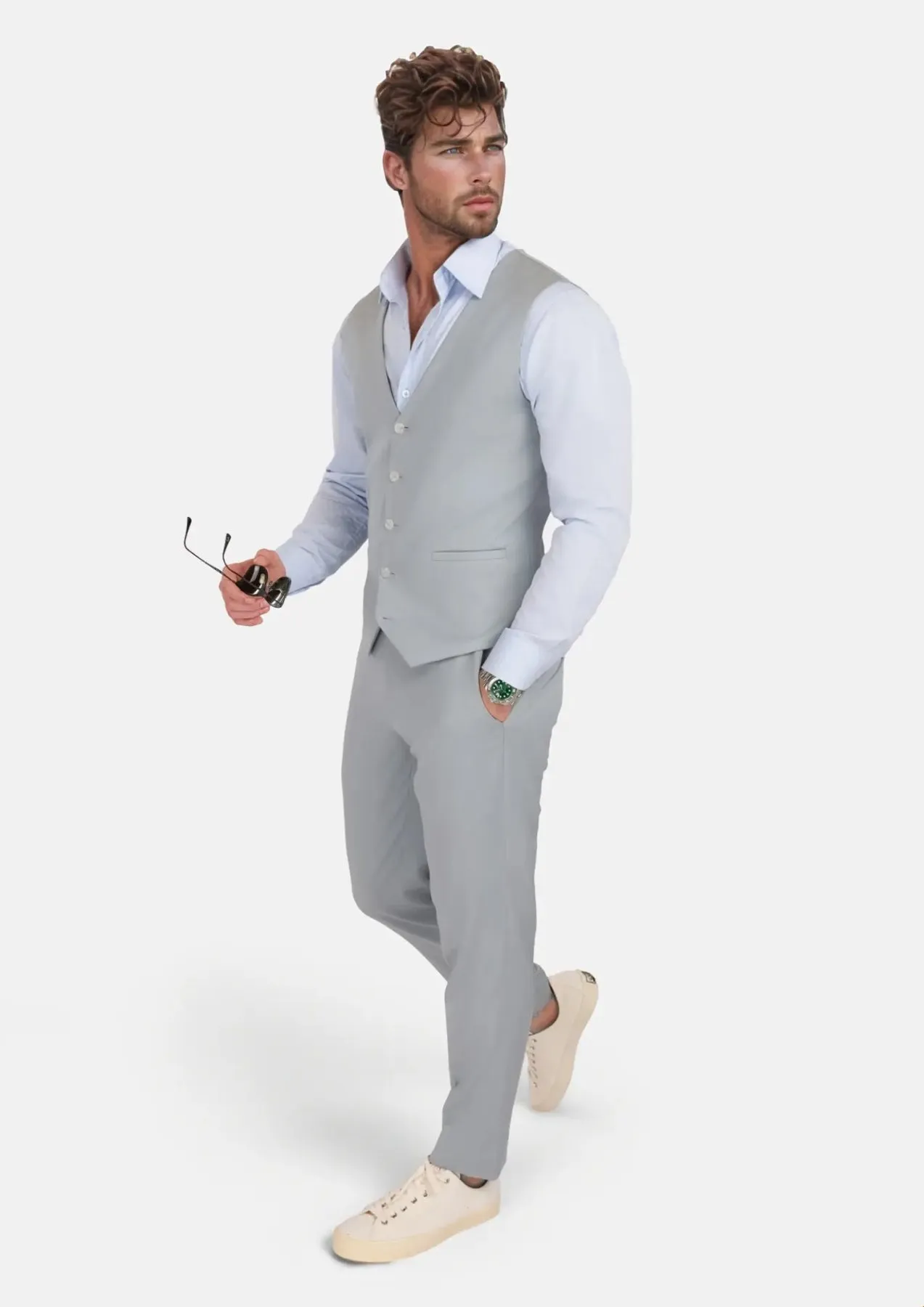 Pale Blue Italian Wool Vest sold by Sartoro product image thumbnail 4