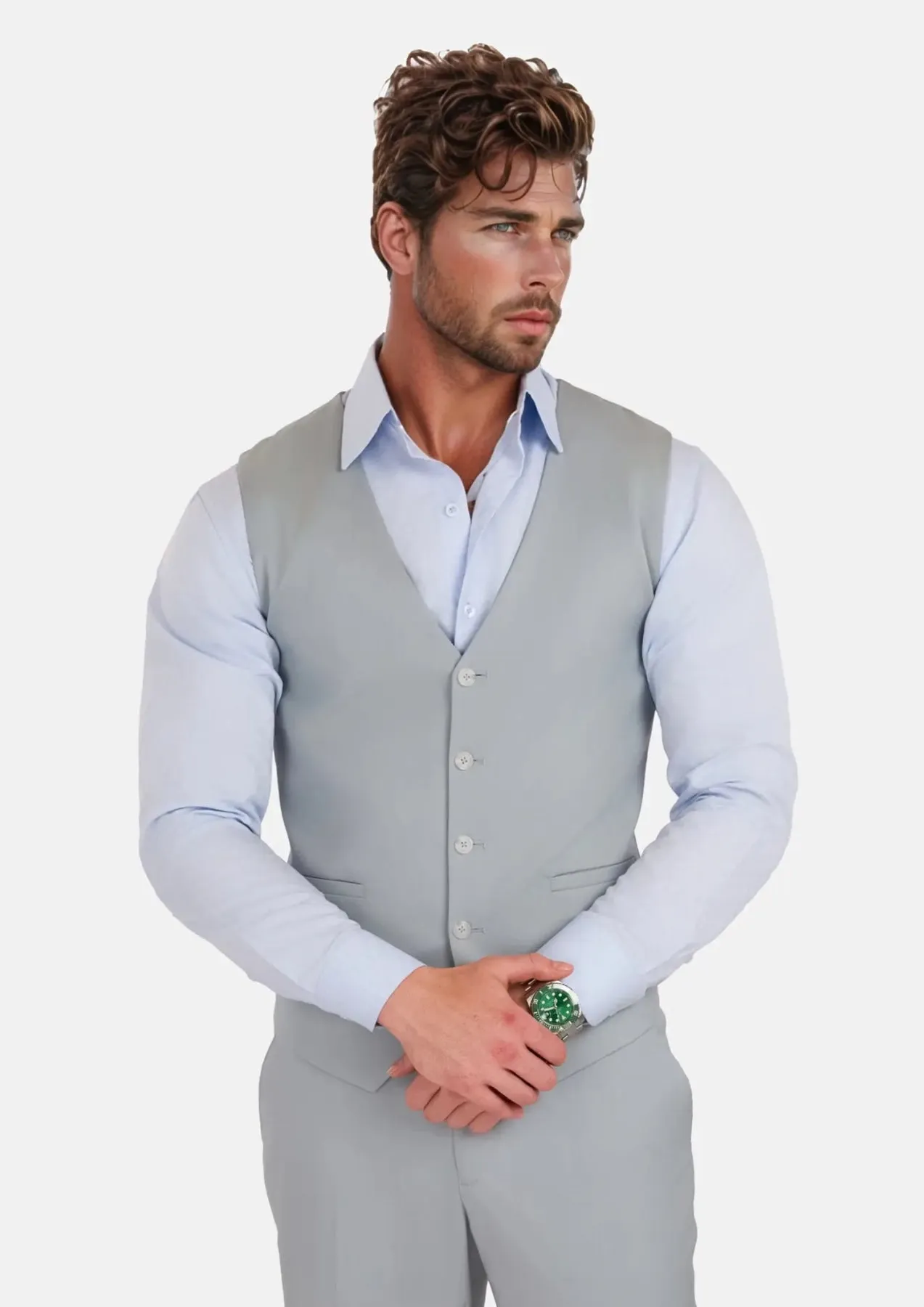 Pale Blue Italian Wool Vest sold by Sartoro