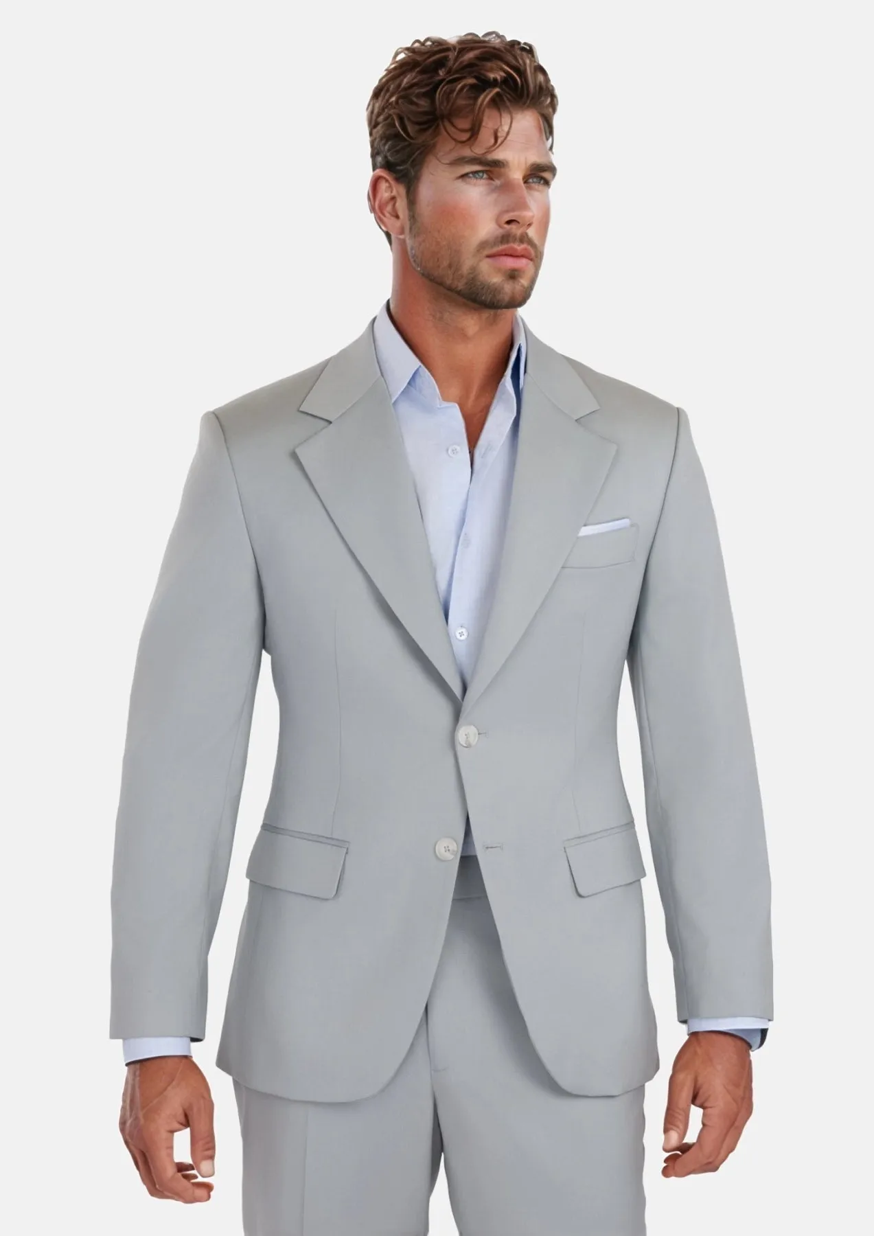 Pale Blue Italian Wool Ellis Suit sold by Sartoro