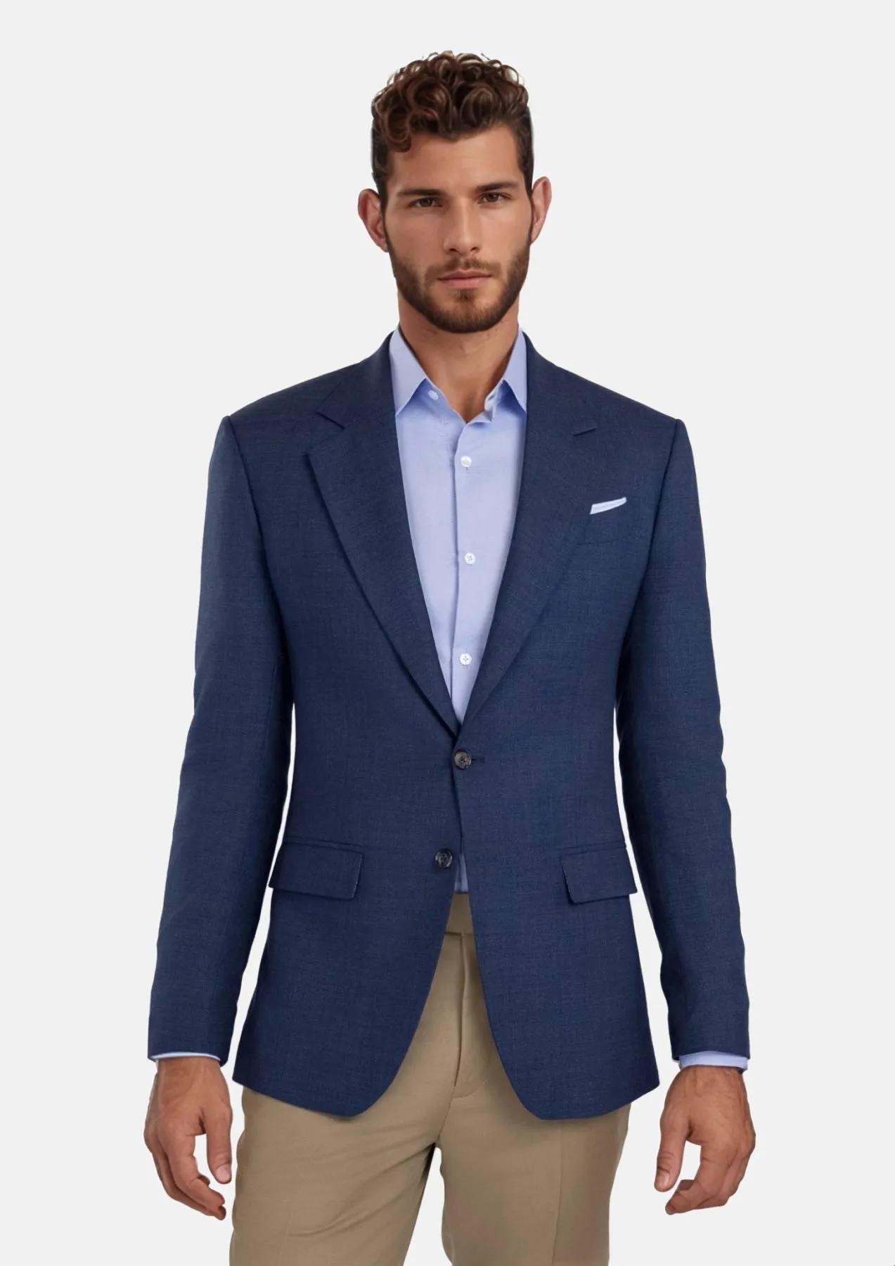 Delft Blue Bamboo Ellis Jacket sold by Sartoro