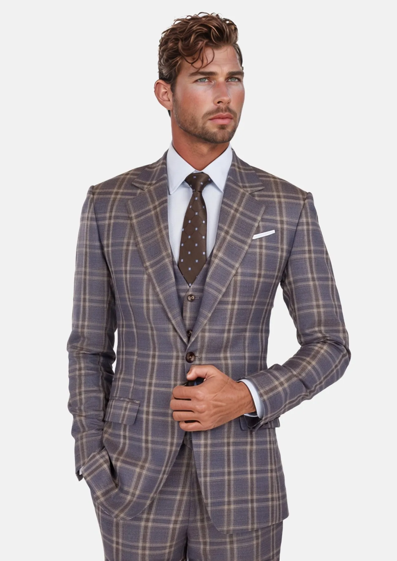 Cincinnati Lilac Checked Bamboo Suit sold by Sartoro product image thumbnail 5