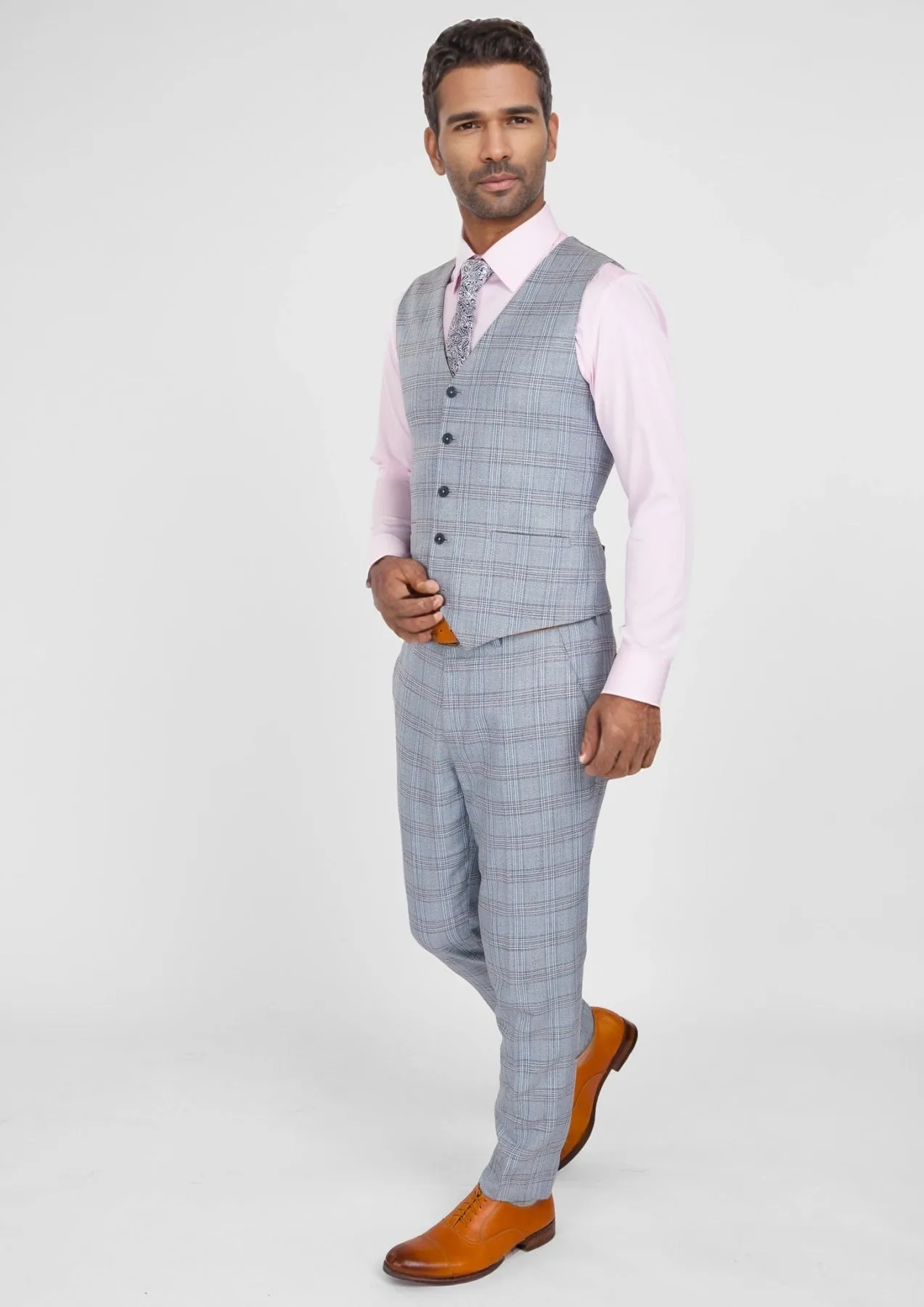 Polo Blue Glen Plaid Vest sold by Sartoro product image thumbnail 3