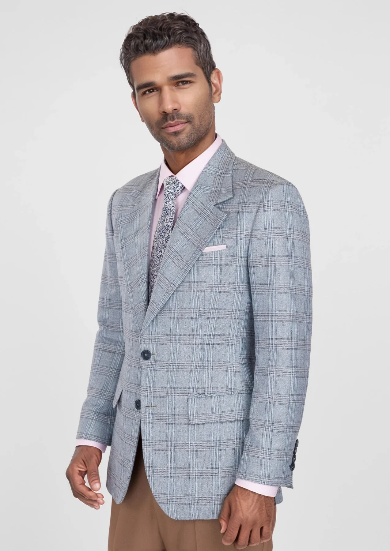 Polo Blue Glen Plaid Bamboo Jacket sold by Sartoro product image thumbnail 3
