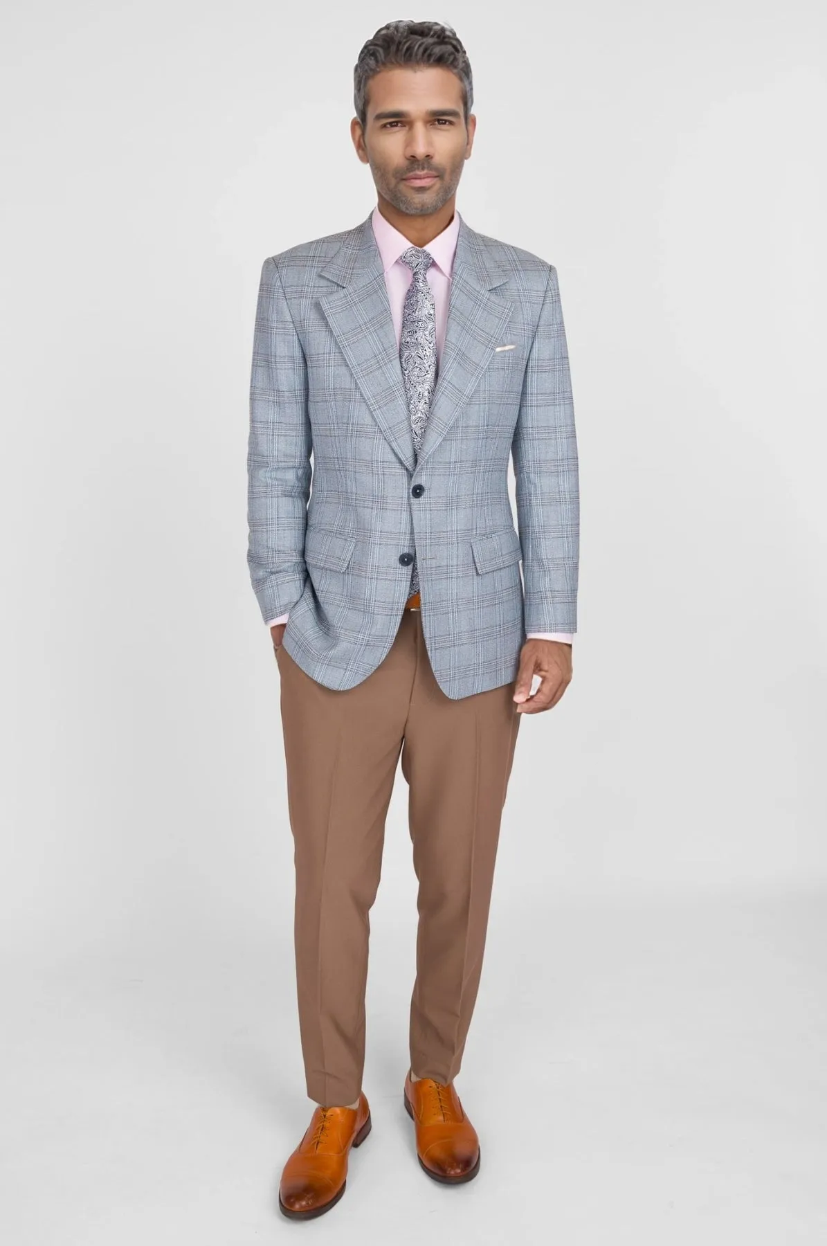 Polo Blue Glen Plaid Bamboo Jacket sold by Sartoro product image thumbnail 5