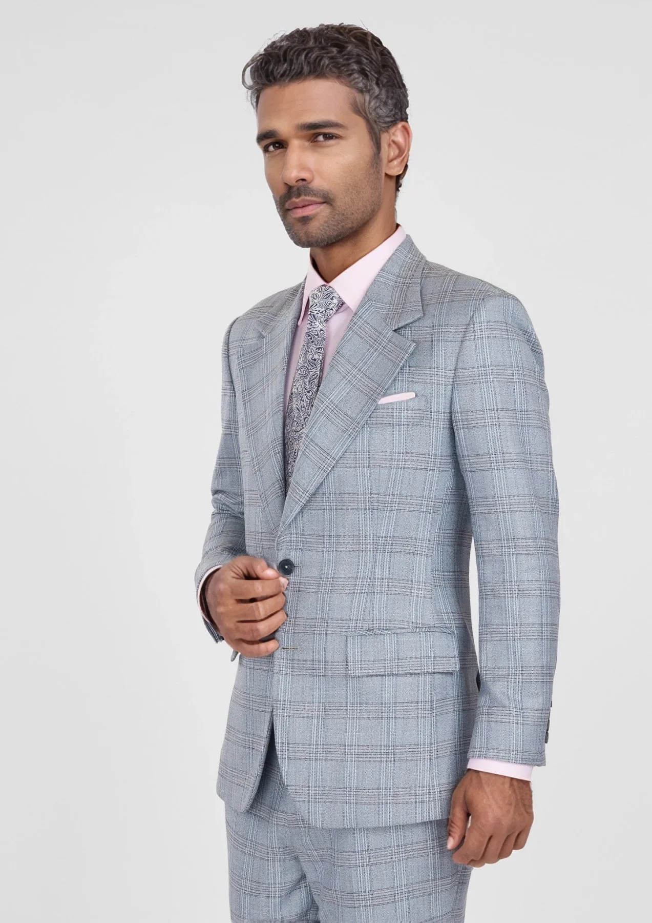 Polo Blue Glen Plaid Bamboo Suit sold by Sartoro product image thumbnail 3