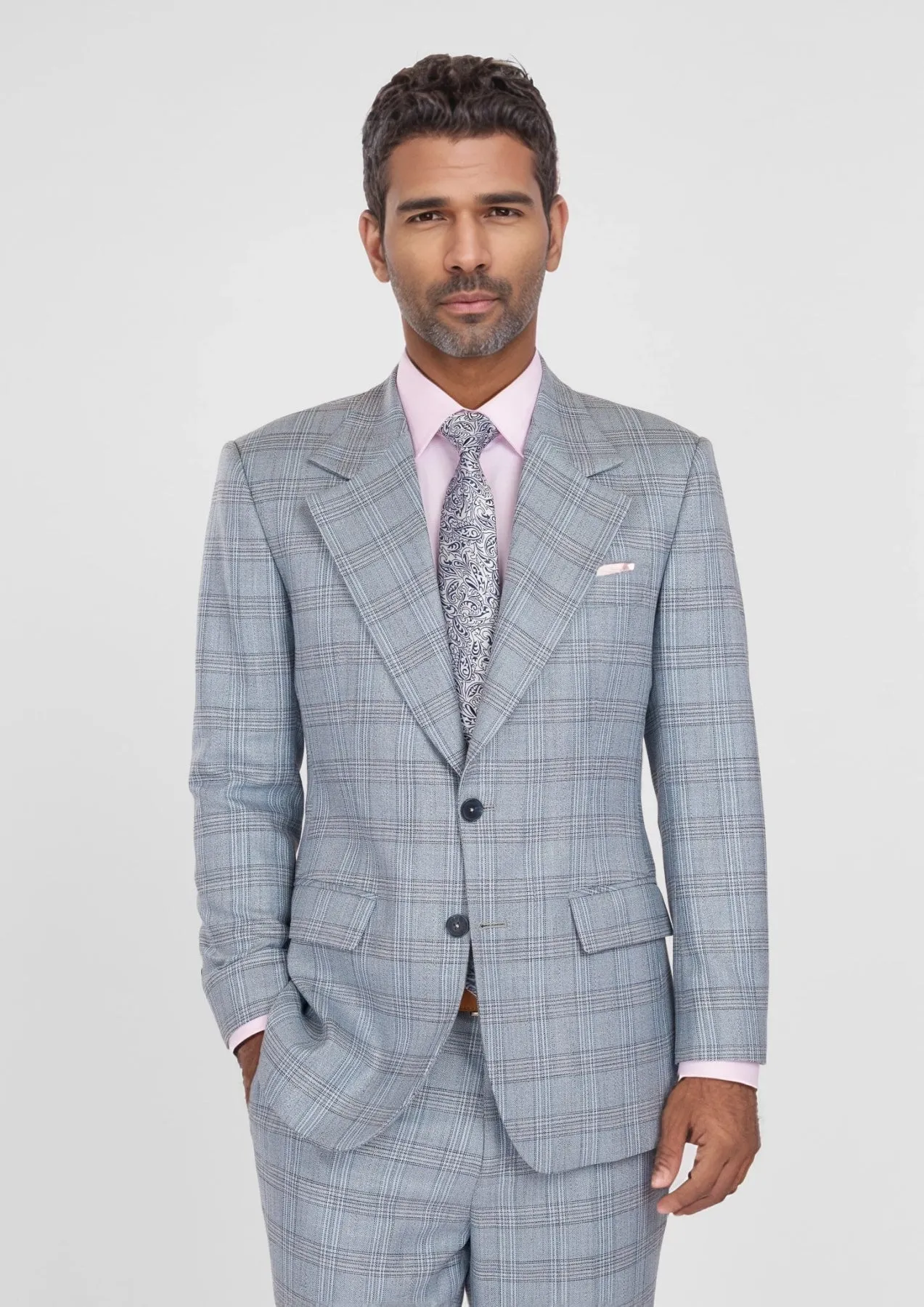 Polo Blue Glen Plaid Bamboo Suit sold by Sartoro