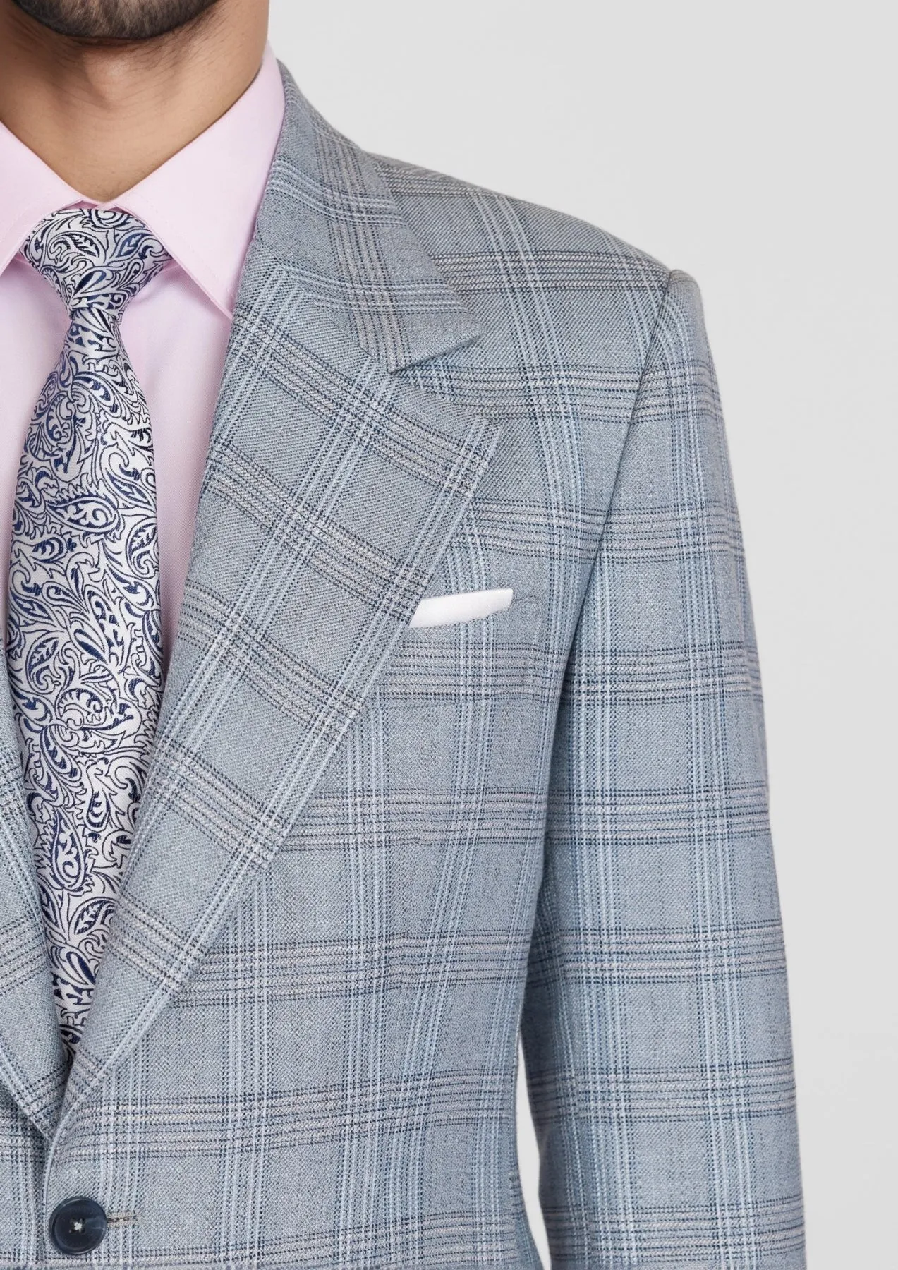 Polo Blue Glen Plaid Bamboo Suit sold by Sartoro product image thumbnail 2