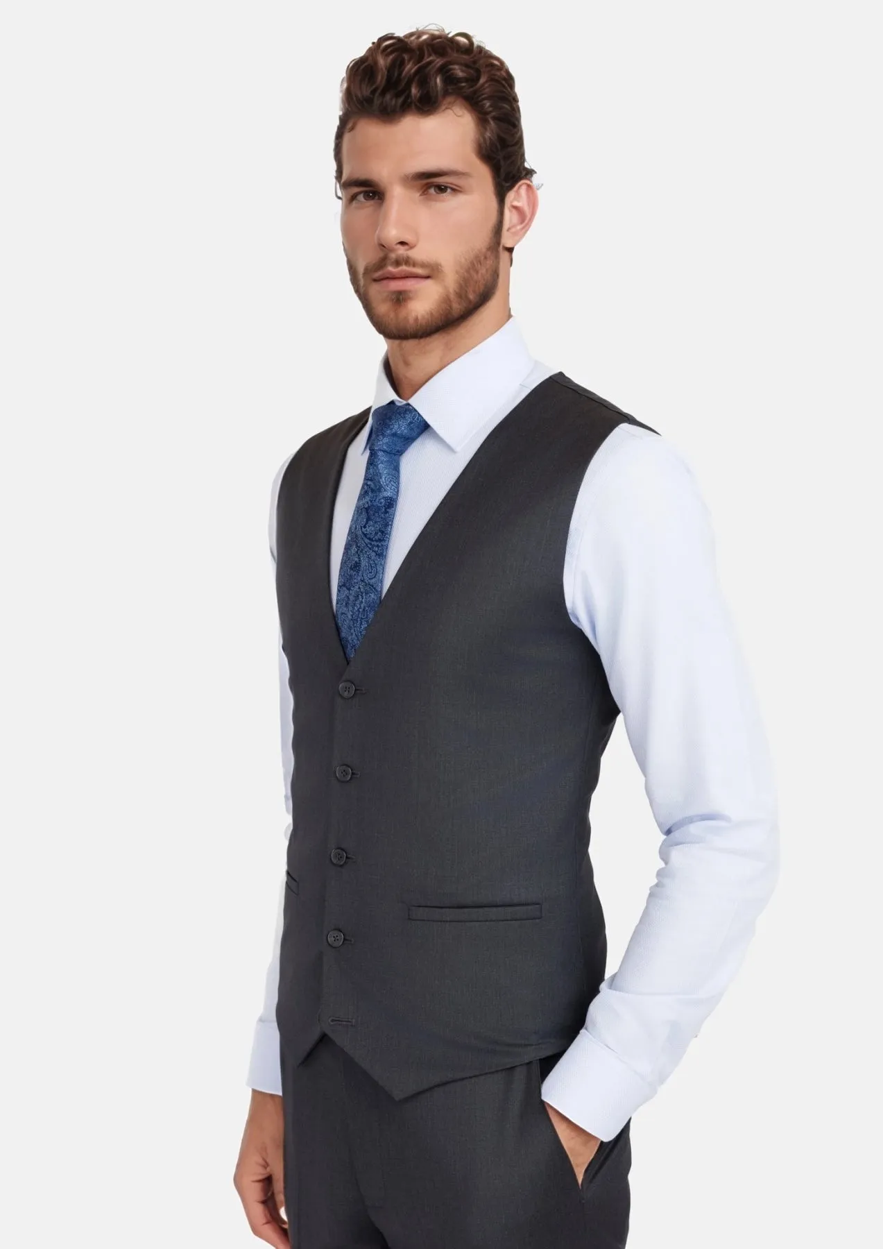Charcoal Grey Performance Stretch Vest sold by Sartoro product image thumbnail 5