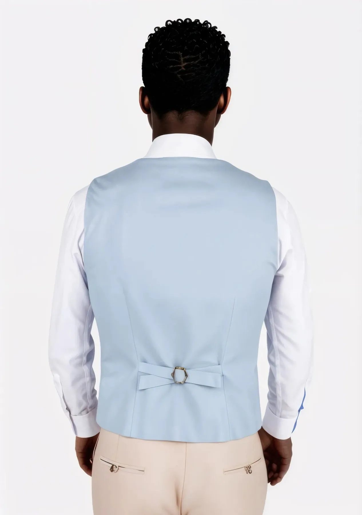 Maya Blue Linen Blend Vest sold by Sartoro product image thumbnail 3