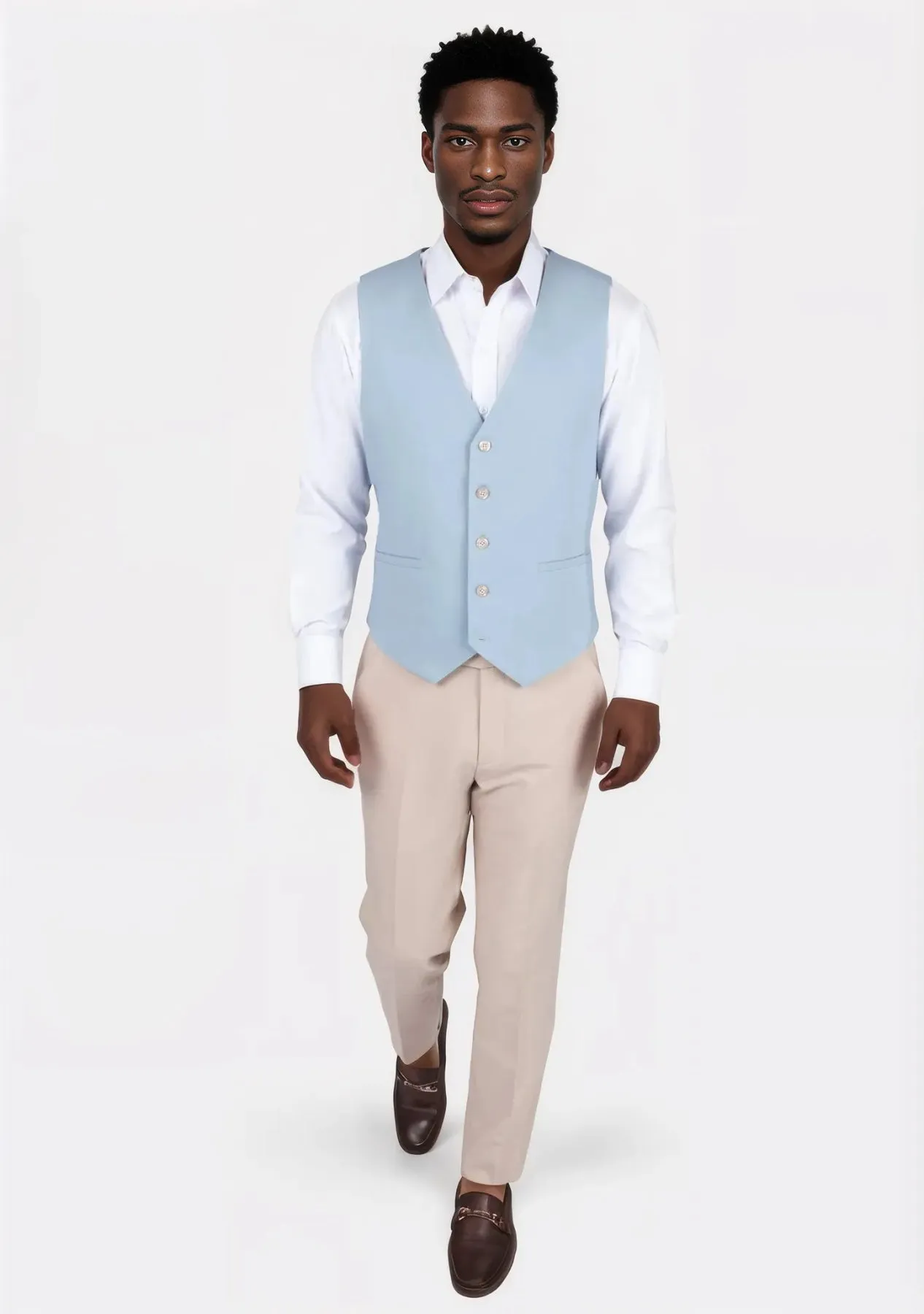 Maya Blue Linen Blend Vest sold by Sartoro product image thumbnail 4