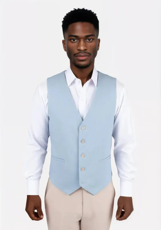 Maya Blue Linen Blend Vest sold by Sartoro