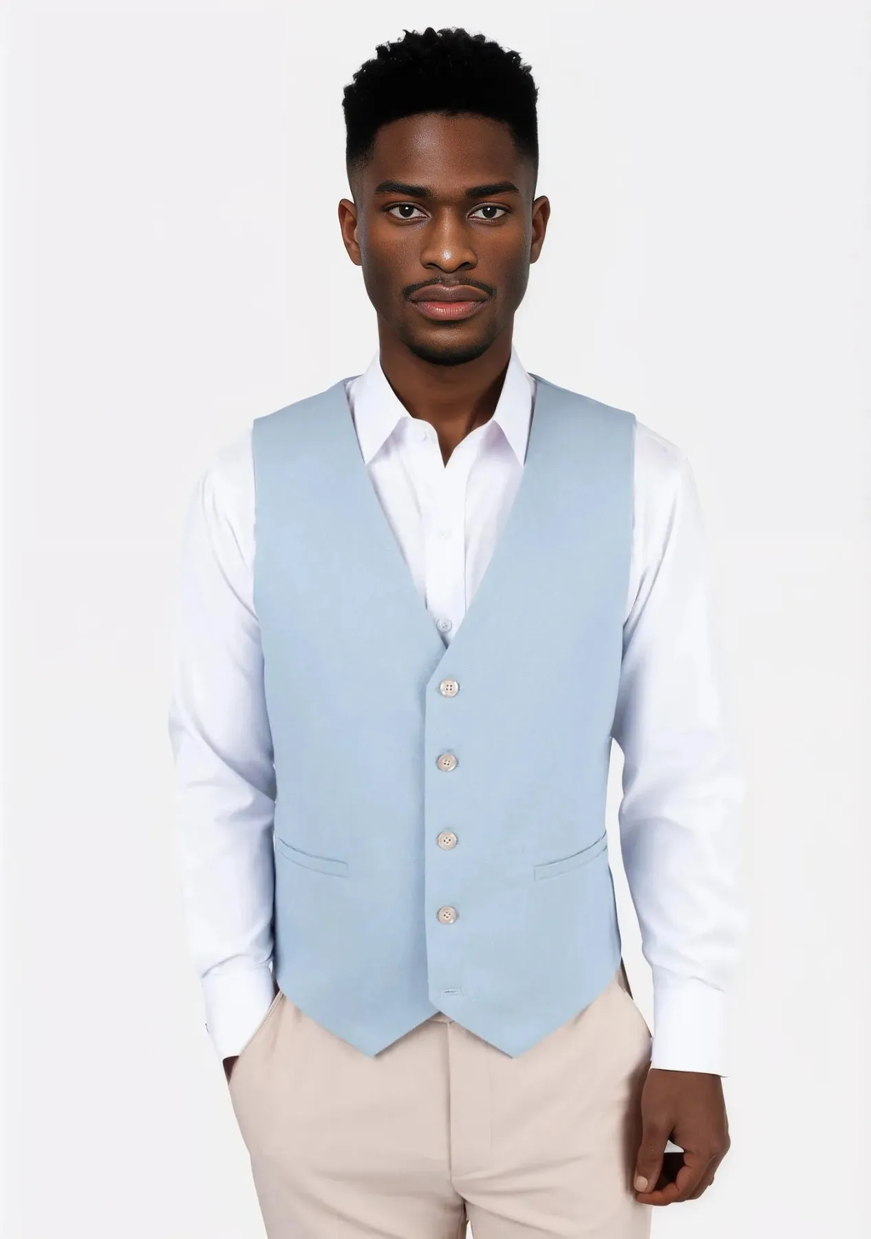 Maya Blue Linen Blend Vest sold by Sartoro product image thumbnail 5
