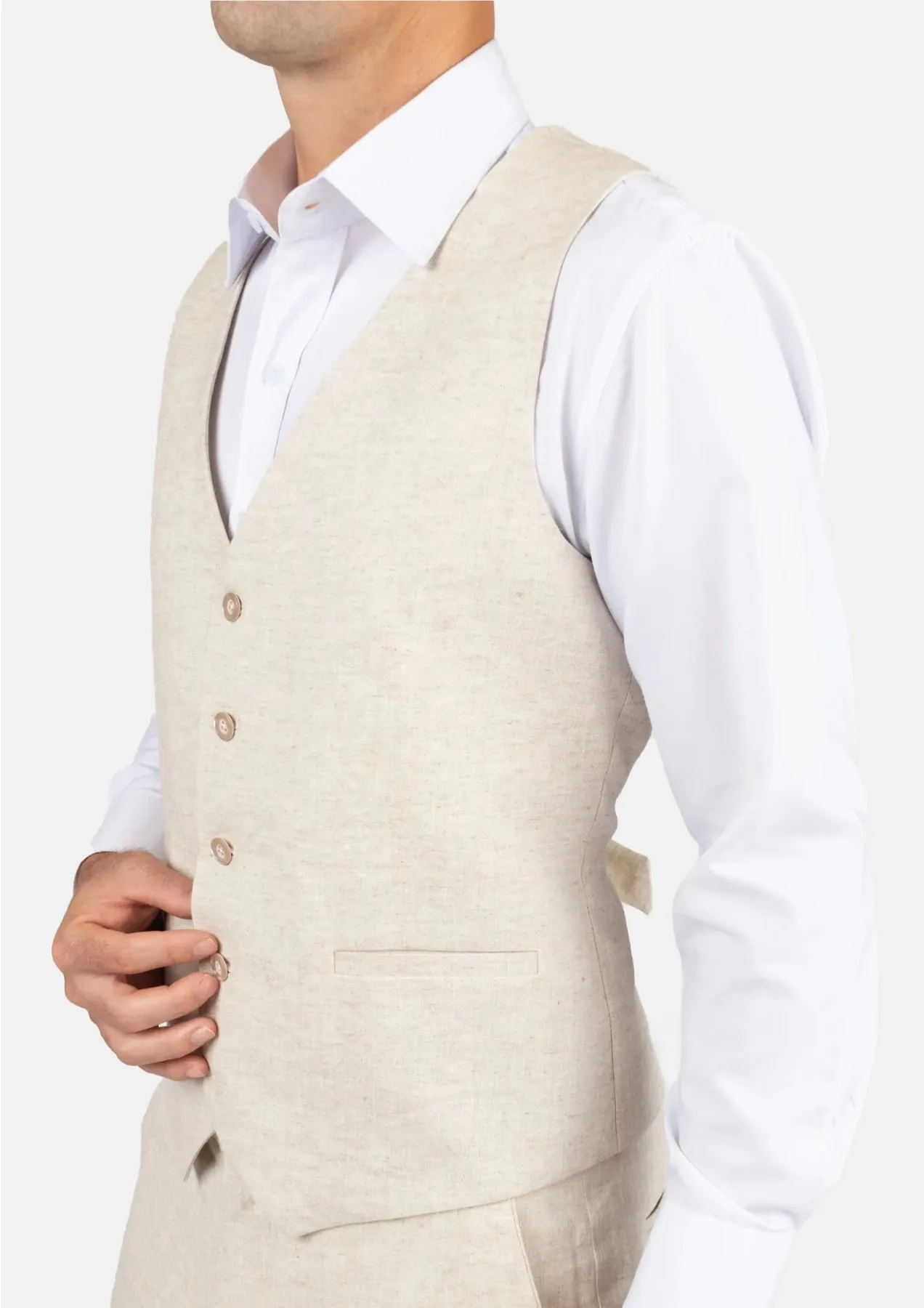 Sand Linen Vest sold by Sartoro product image thumbnail 2