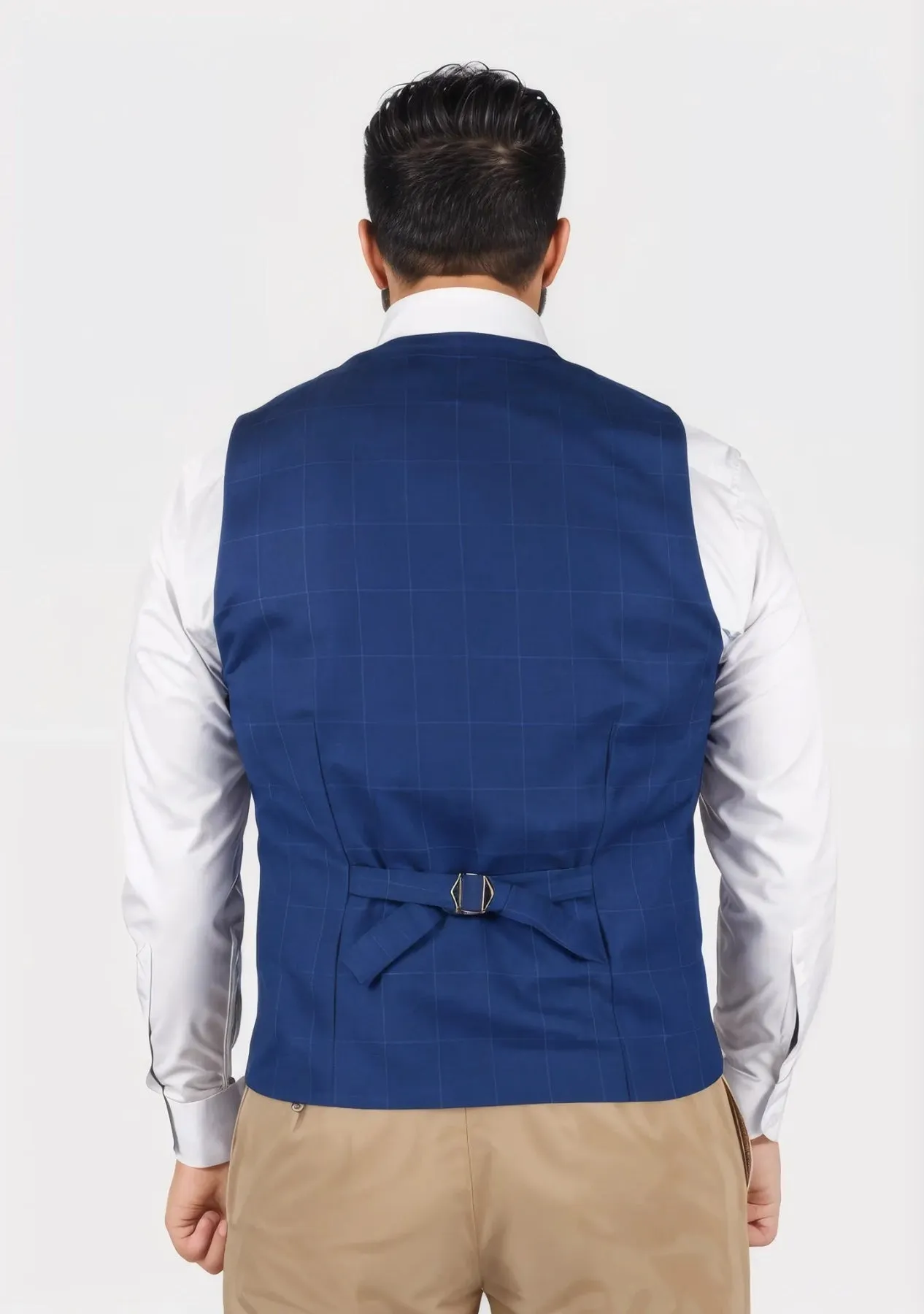 Empire Blue Windowpane Vest sold by Sartoro product image thumbnail 4