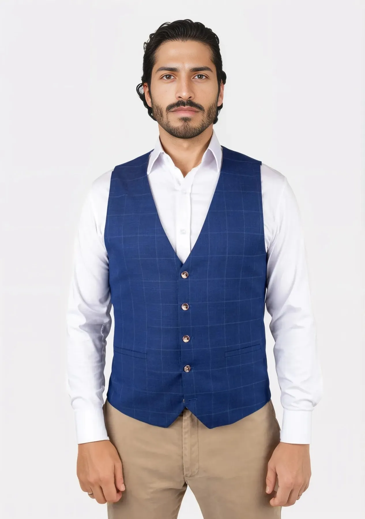 Empire Blue Windowpane Vest sold by Sartoro