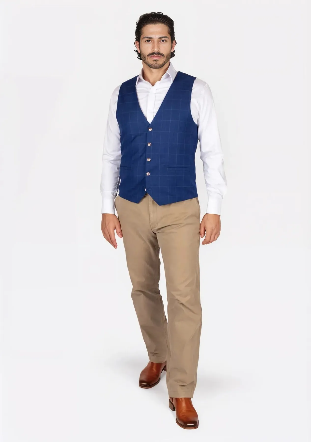 Empire Blue Windowpane Vest sold by Sartoro product image thumbnail 5