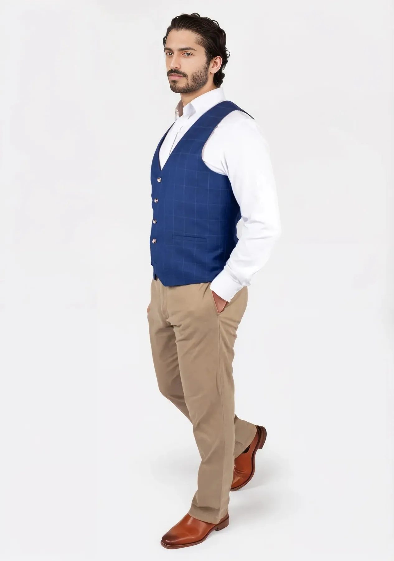 Empire Blue Windowpane Vest sold by Sartoro product image thumbnail 3