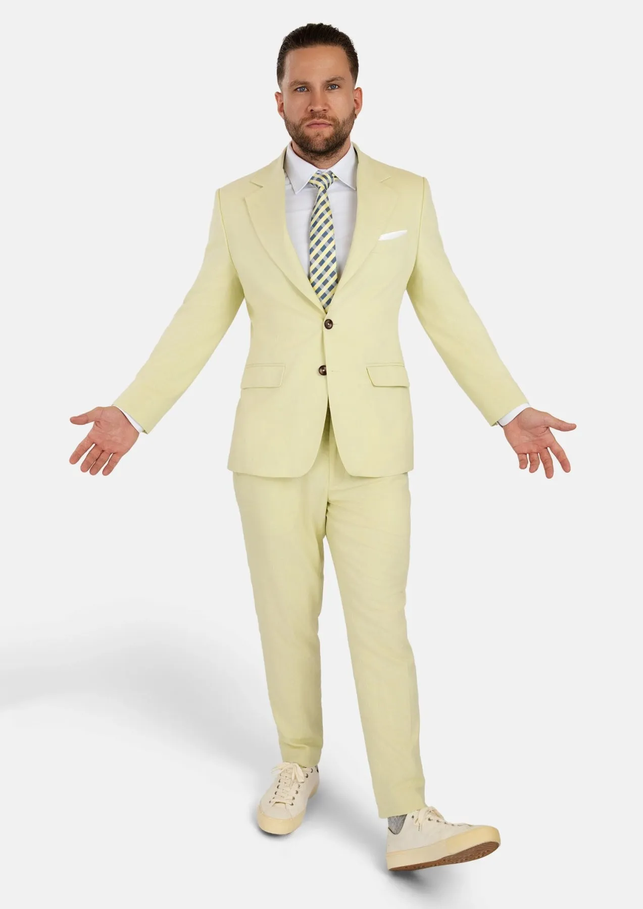 Ellis Olive Cream Linen Blend Suit sold by Sartoro product image thumbnail 5