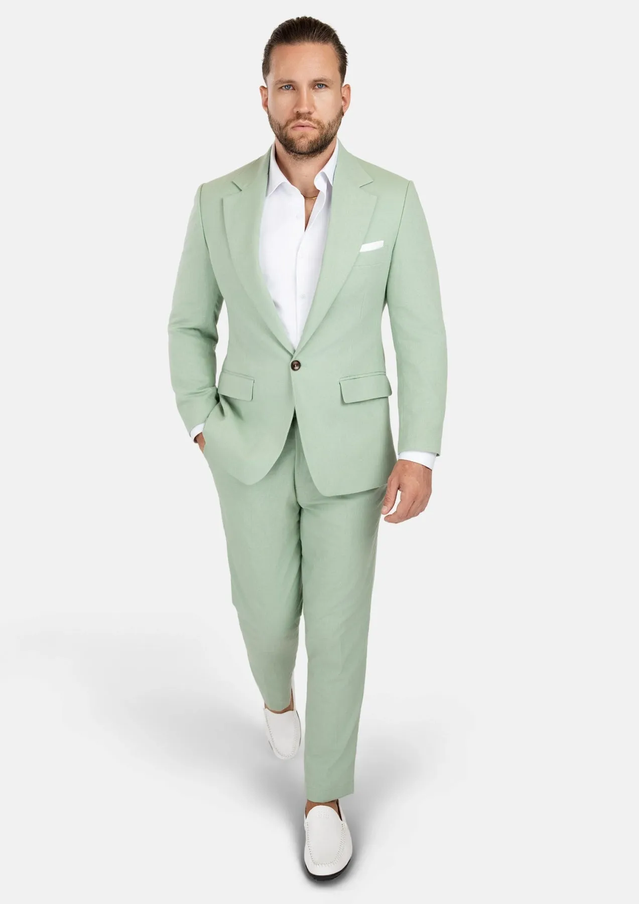 Eldridge Fern Green Linen Suit sold by Sartoro product image thumbnail 5