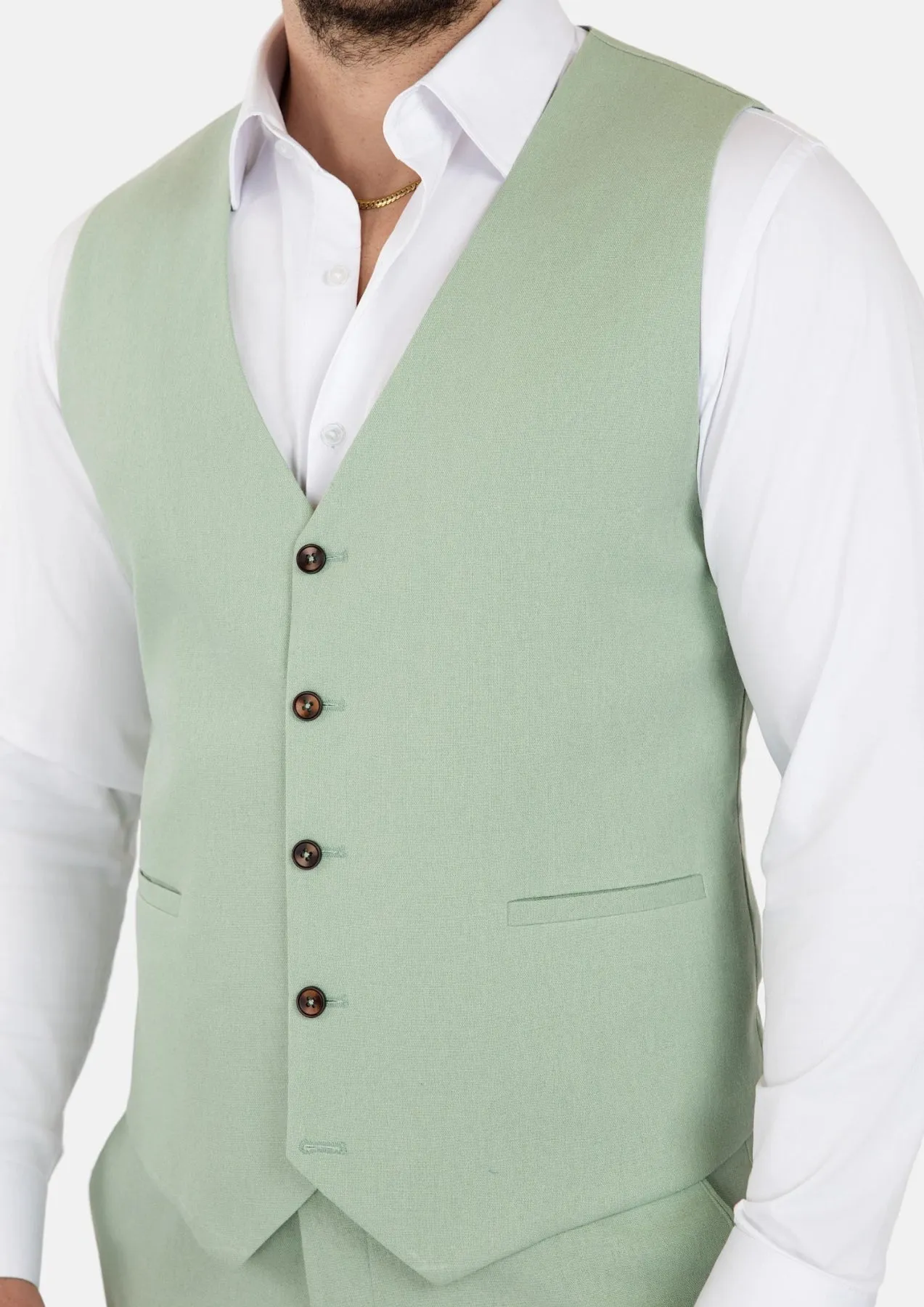 Fern Green Linen Blend Vest sold by Sartoro product image thumbnail 2