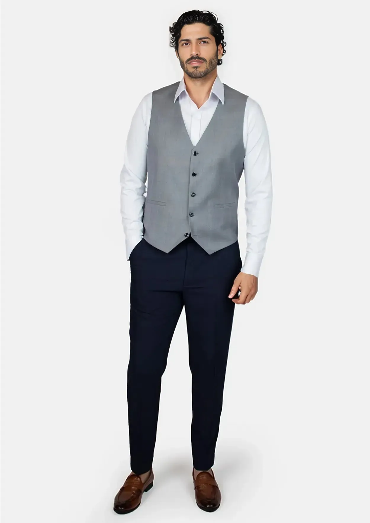 Light Grey Prince of Wales Vest sold by Sartoro product image thumbnail 3