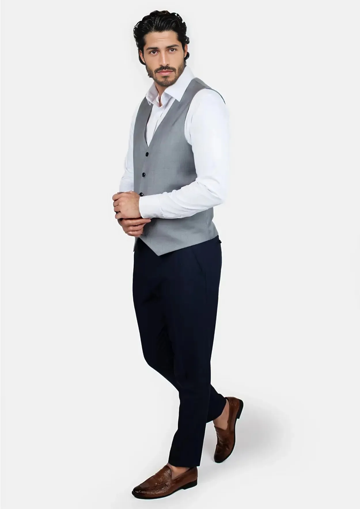 Light Grey Prince of Wales Vest sold by Sartoro product image thumbnail 5