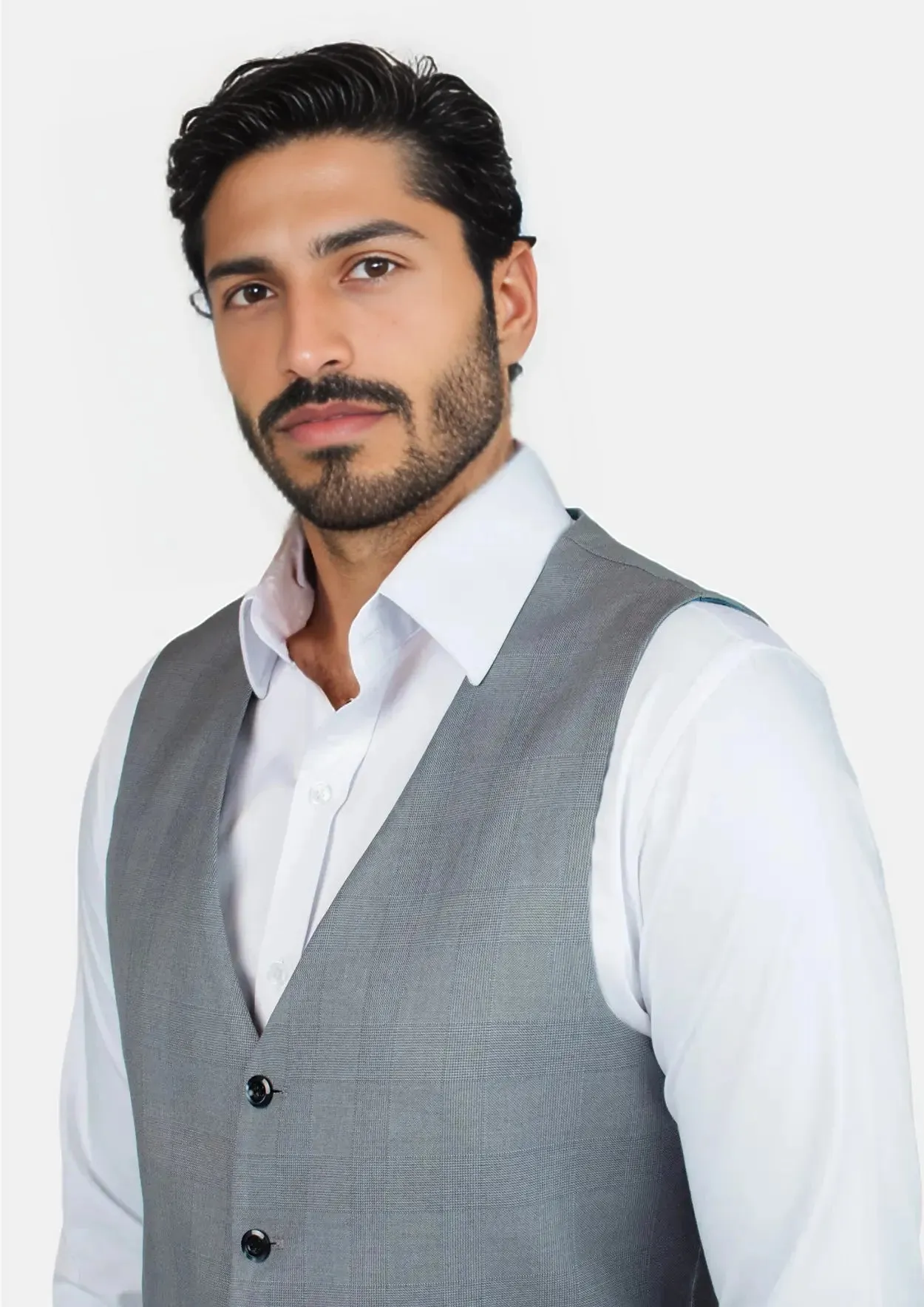 Light Grey Prince of Wales Vest sold by Sartoro product image thumbnail 2