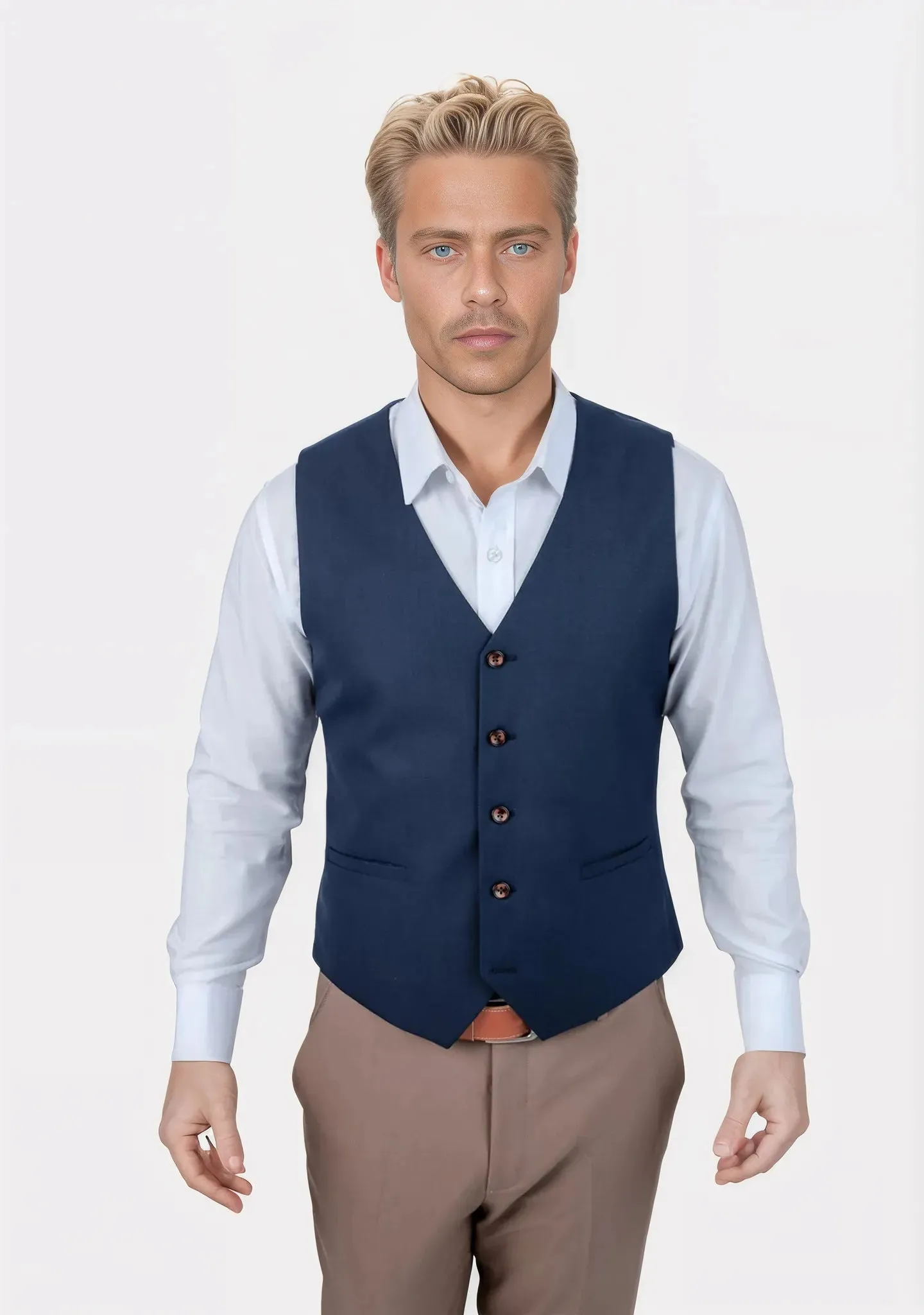 Oxford Blue Sharkskin Vest sold by Sartoro product image thumbnail 5