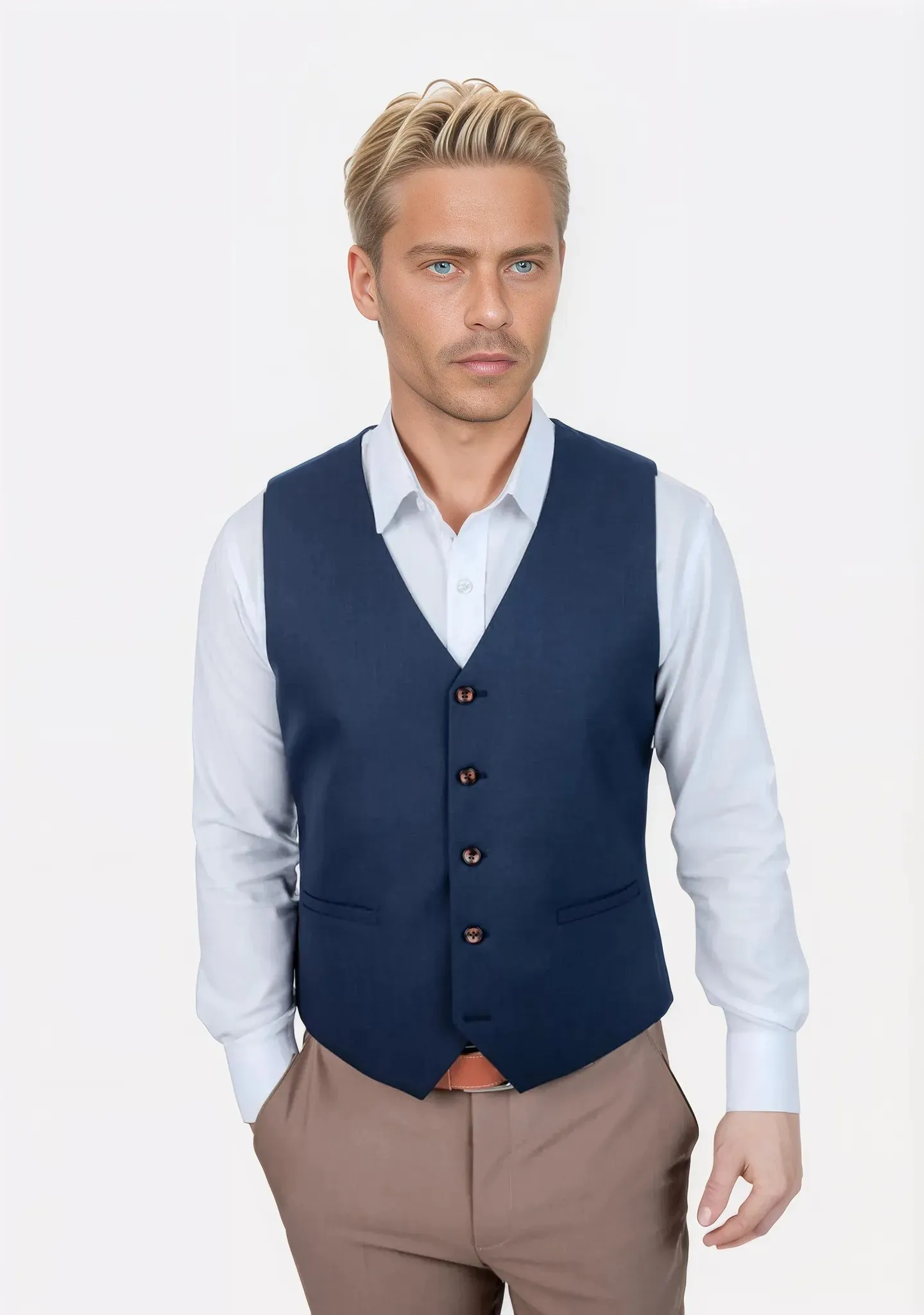 Oxford Blue Sharkskin Vest sold by Sartoro
