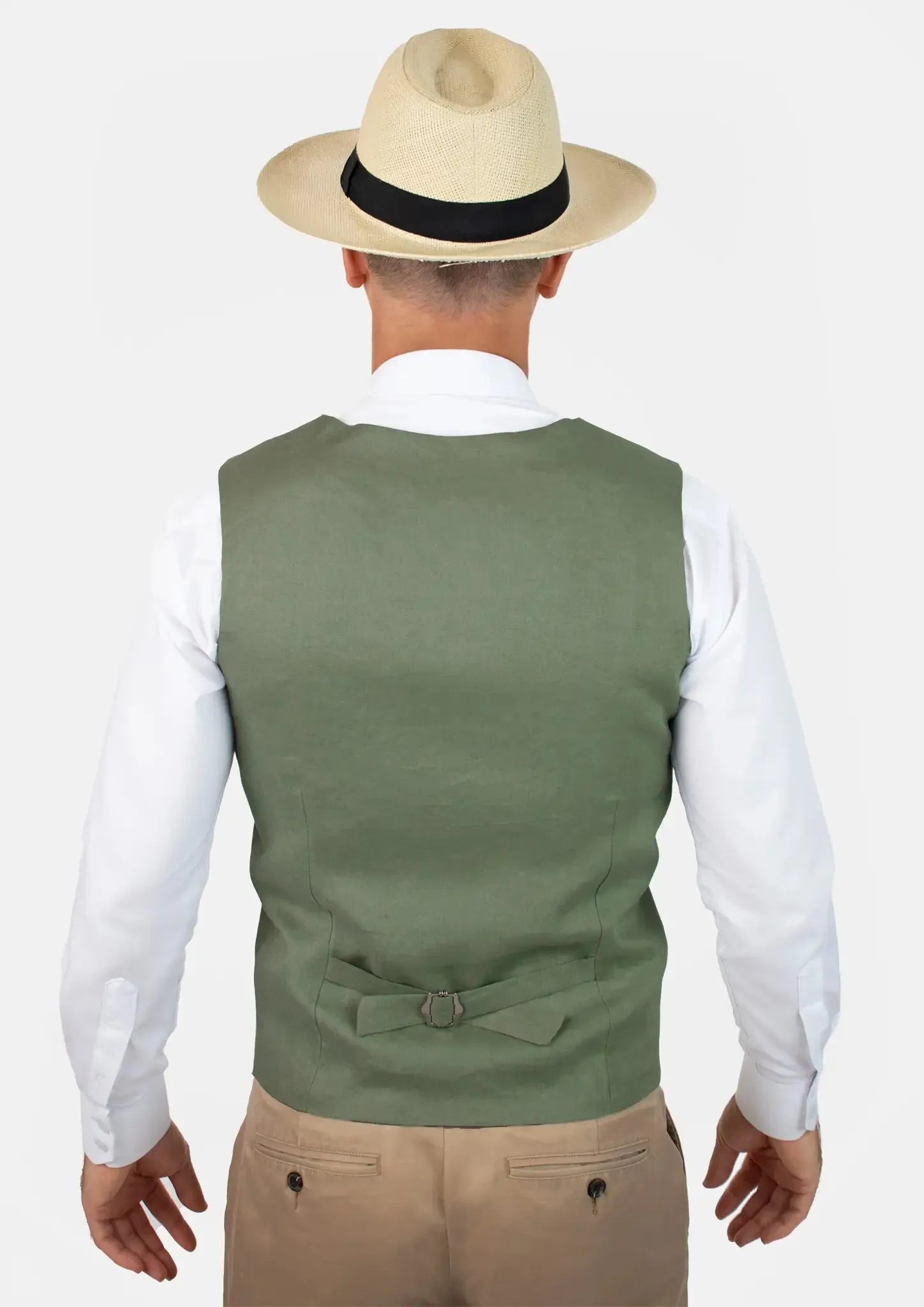 Juniper Green Linen Vest sold by Sartoro product image thumbnail 4